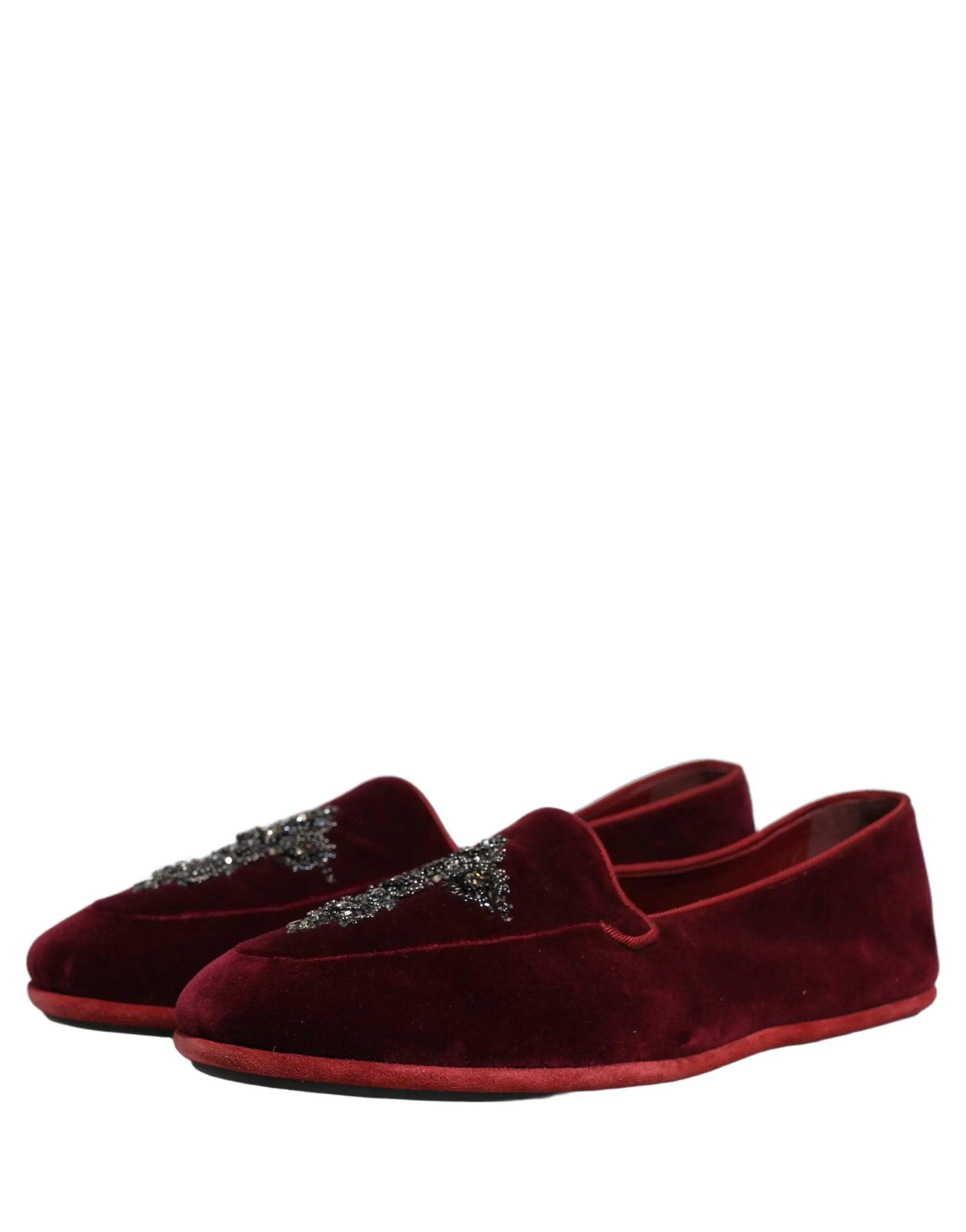 Mocassins de ville rouges en suède orné pour homme Dolce & Gabbana