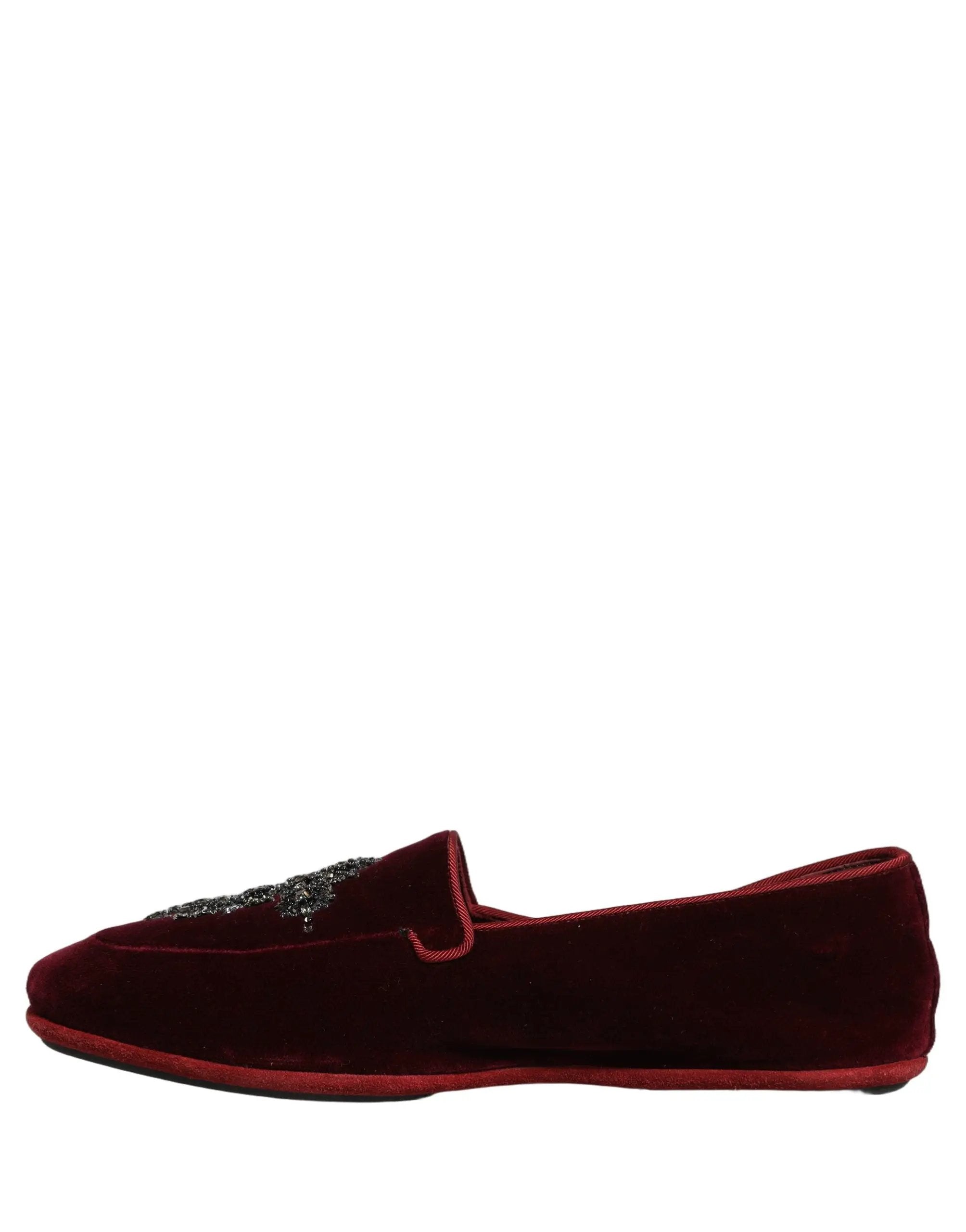 Mocassins de ville rouges en suède orné pour homme Dolce & Gabbana