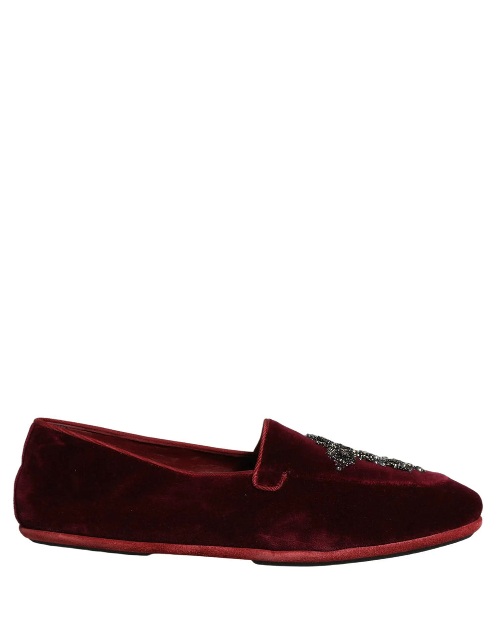 Mocassins de ville rouges en suède orné pour homme Dolce & Gabbana