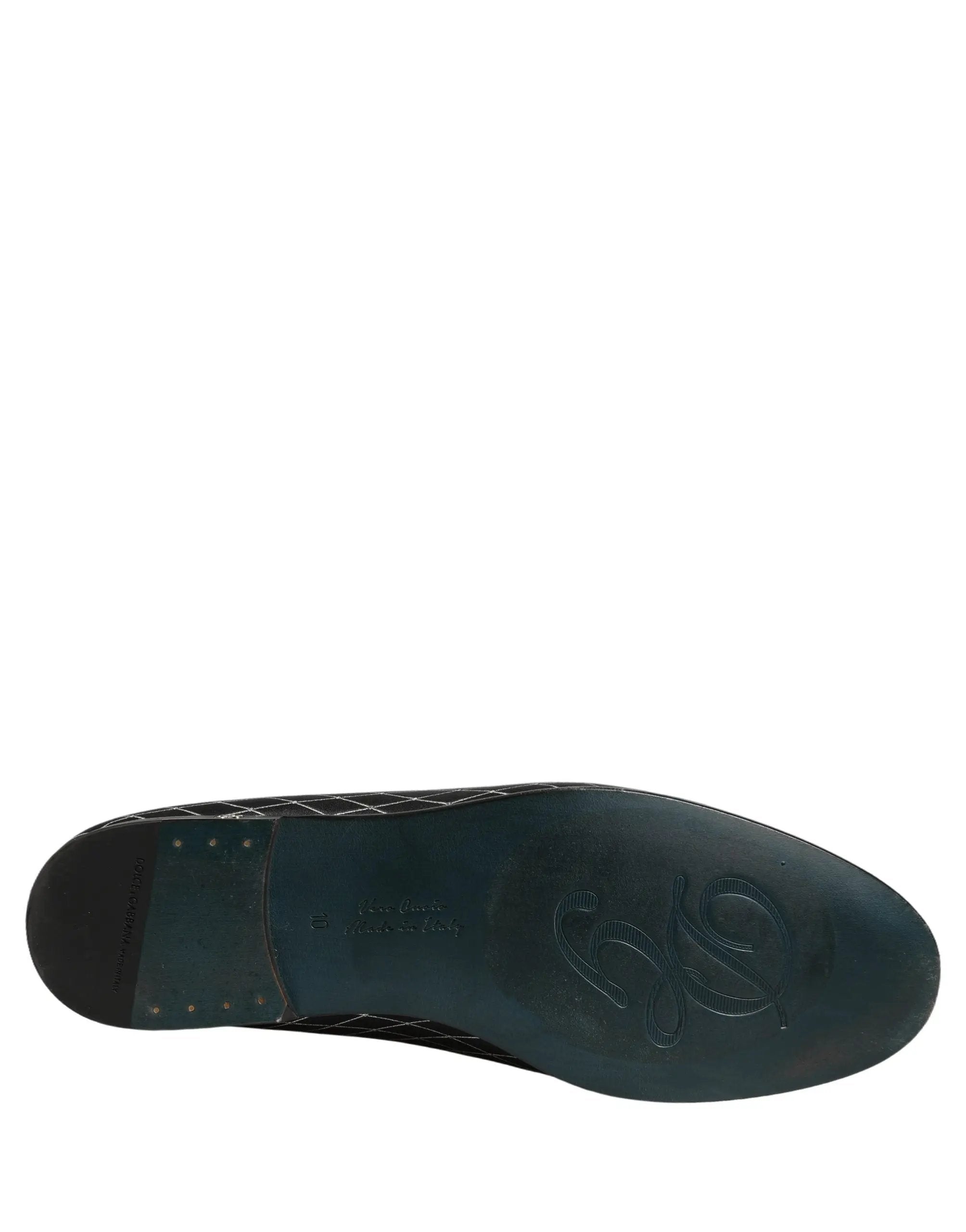 Chaussures Loafers Dolce & Gabbana en Velours Noir et losanges cousus