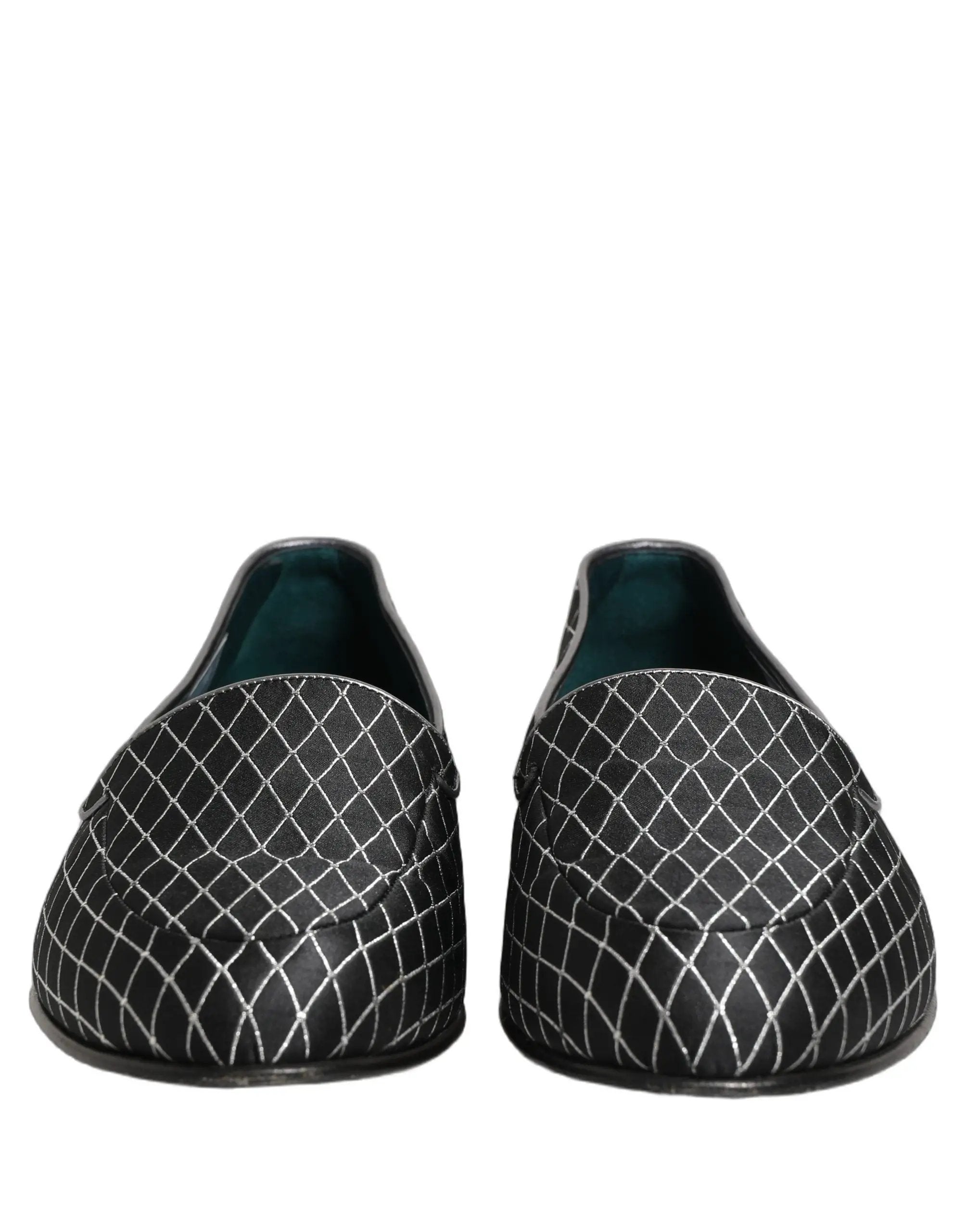 Chaussures Loafers Dolce & Gabbana en Velours Noir et losanges cousus