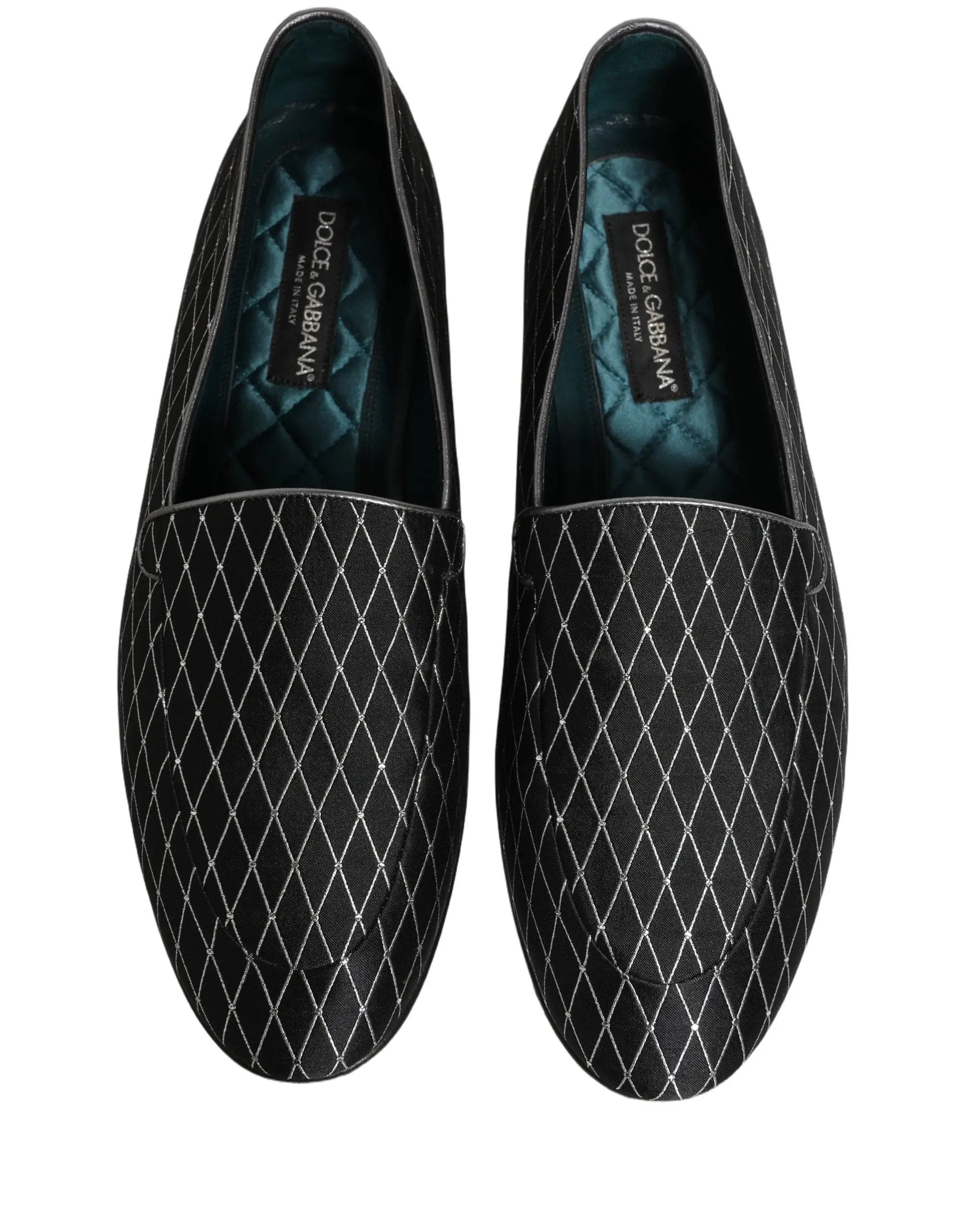 Chaussures Loafers Dolce & Gabbana en Velours Noir et losanges cousus