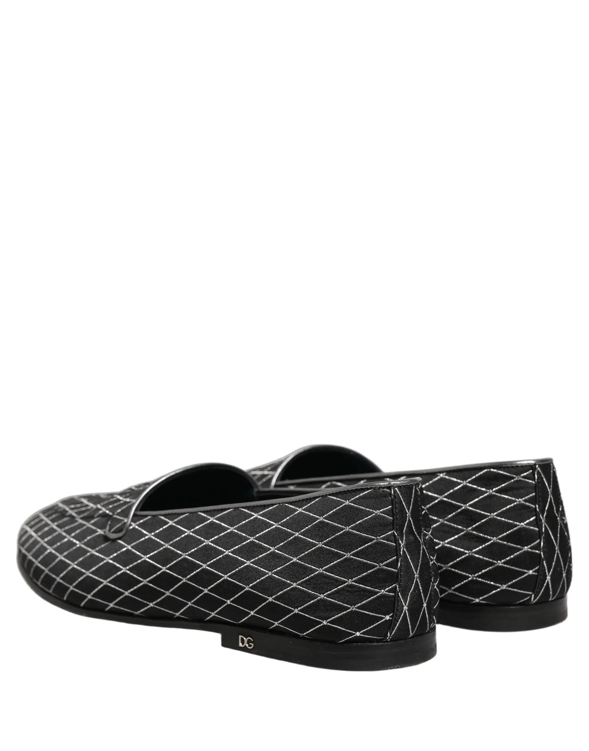 Chaussures Loafers Dolce & Gabbana en Velours Noir et losanges cousus