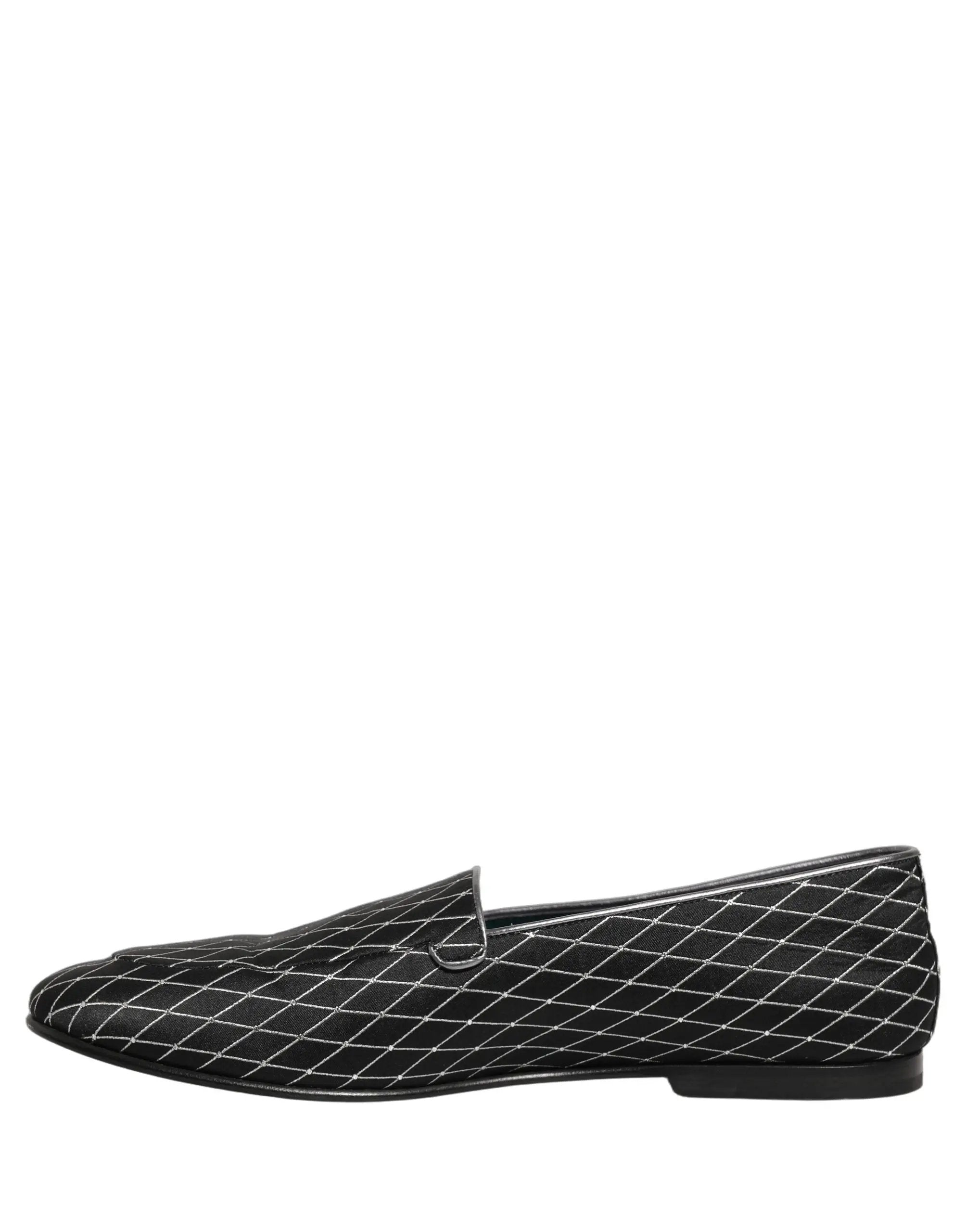 Chaussures Loafers Dolce & Gabbana en Velours Noir et losanges cousus