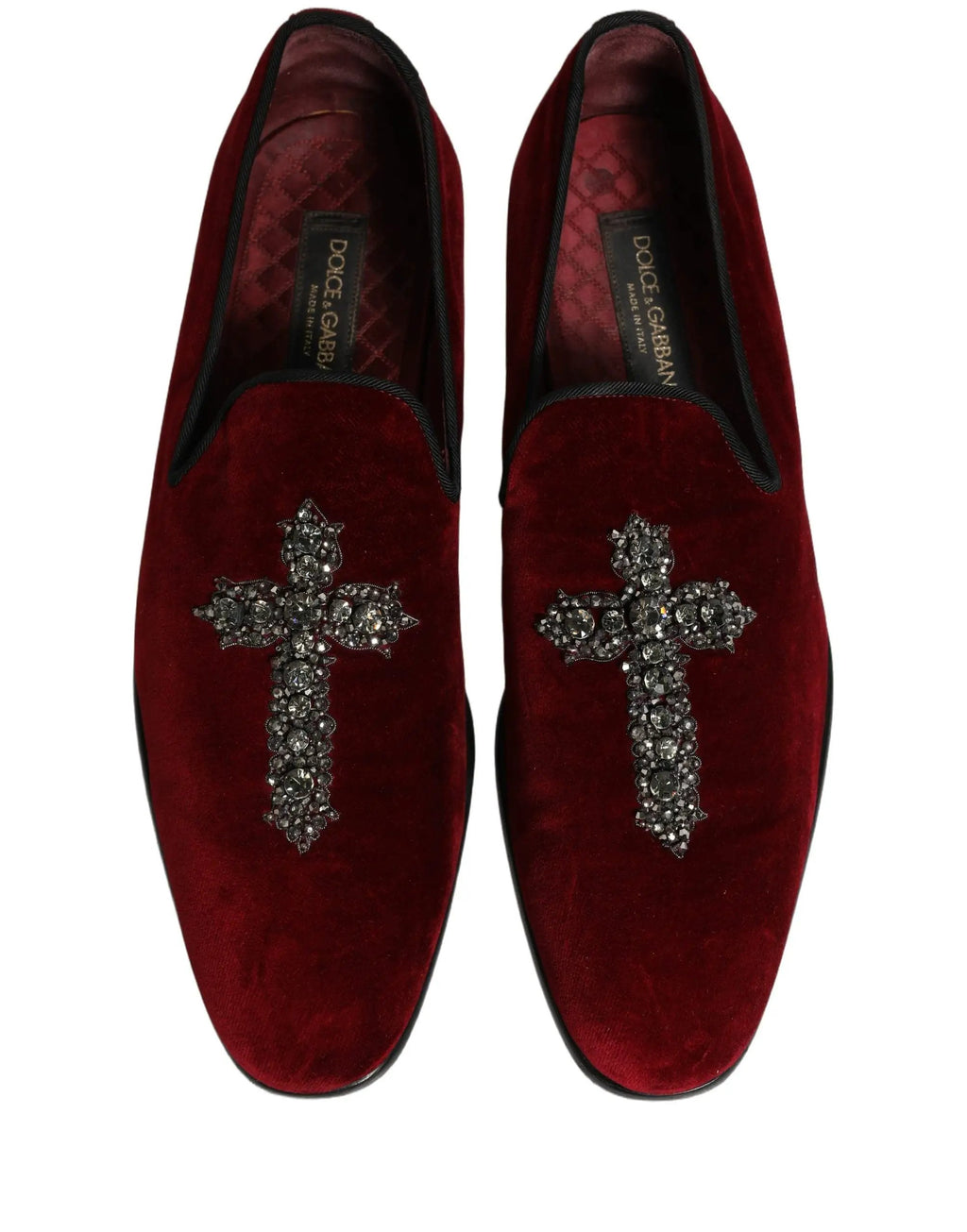 Mocassins Dolce & Gabbana bordeaux en daim croisé à enfiler
