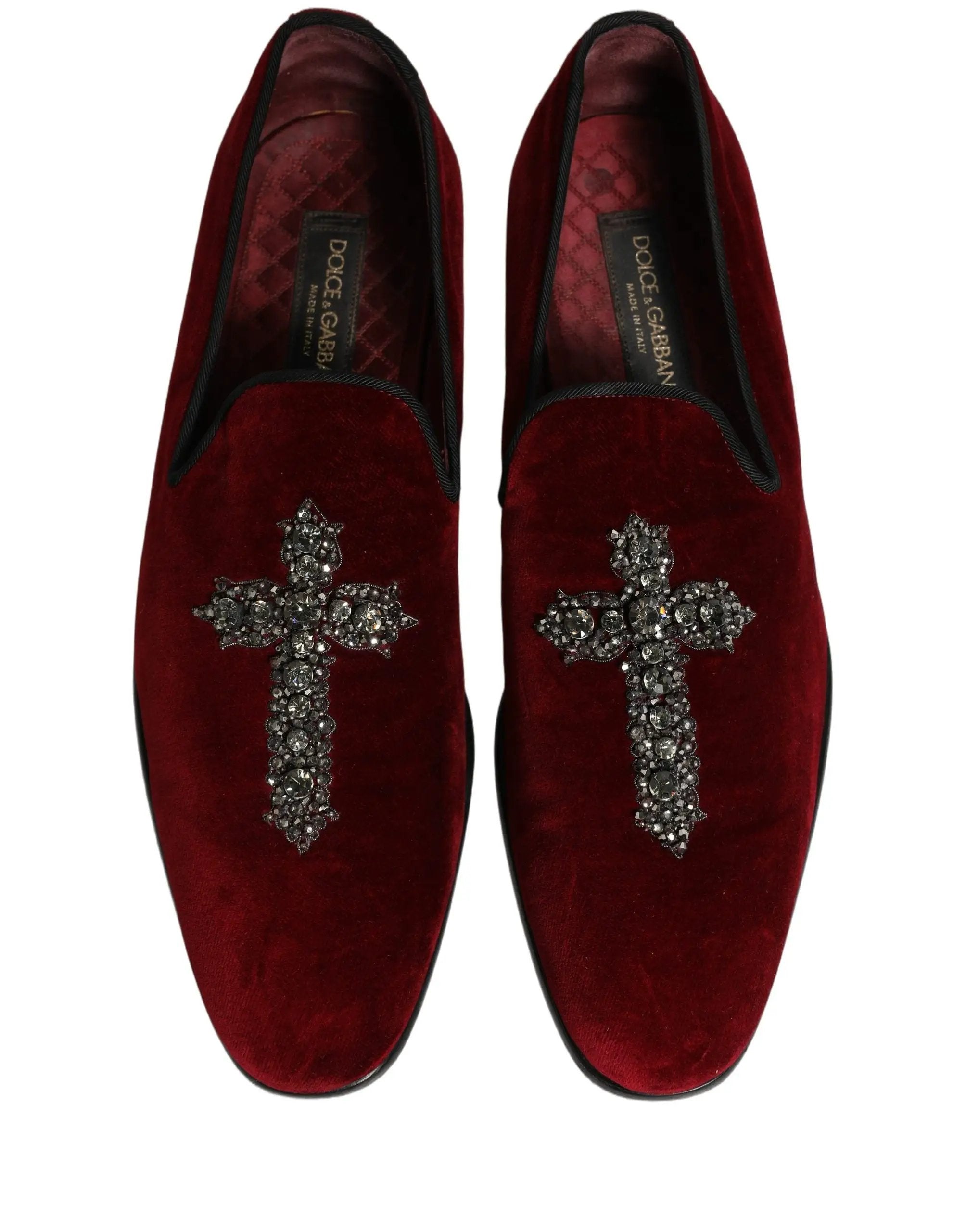 Mocassins Dolce & Gabbana bordeaux en daim croisé à enfiler
