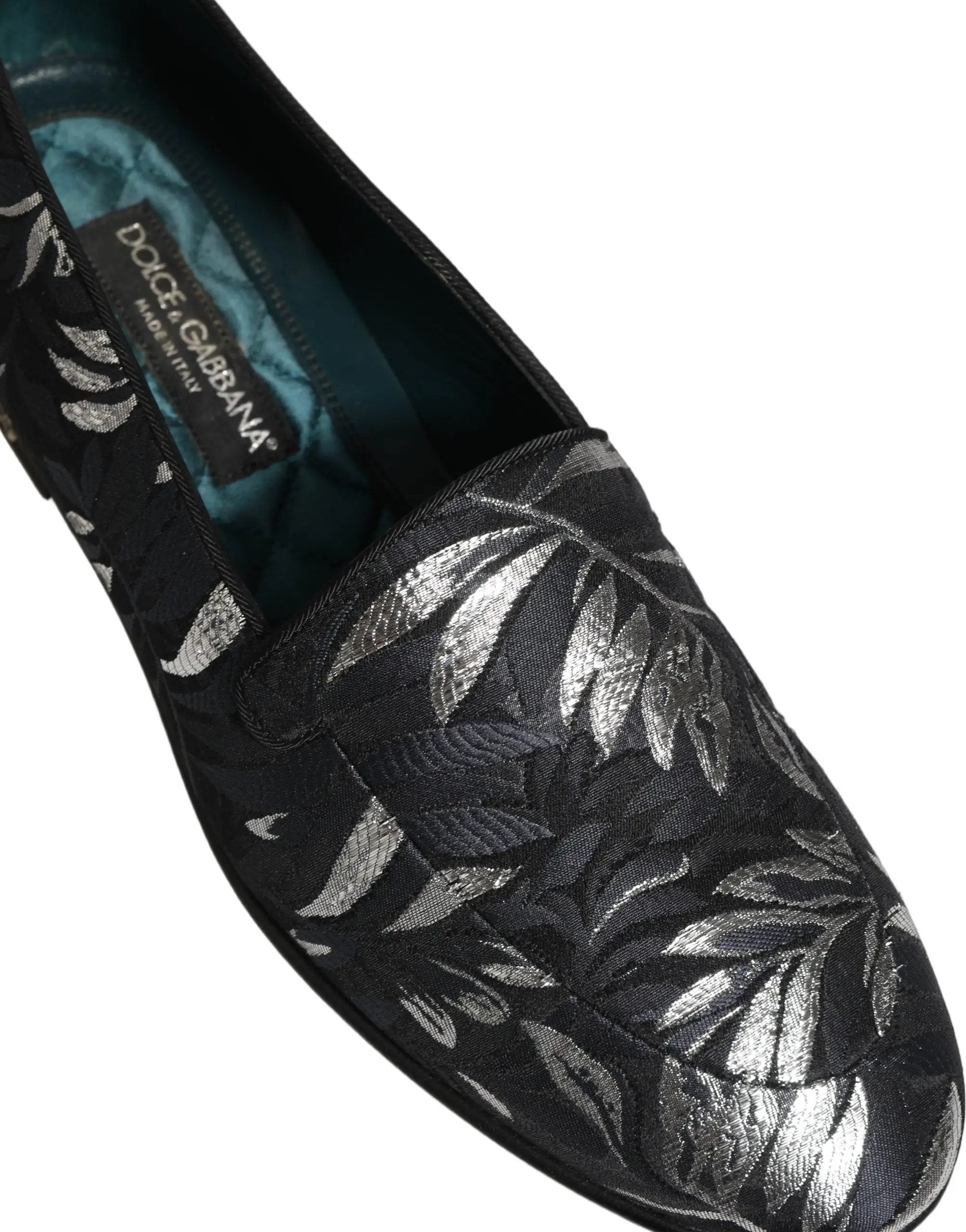 Dolce & Gabbana Mocassins Homme Broderie Feuilles Noires