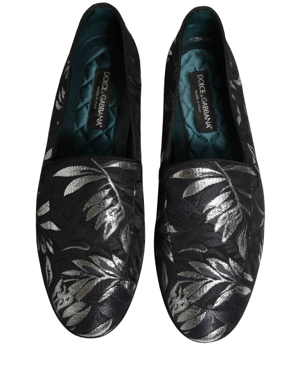Dolce & Gabbana Mocassins Homme Broderie Feuilles Noires