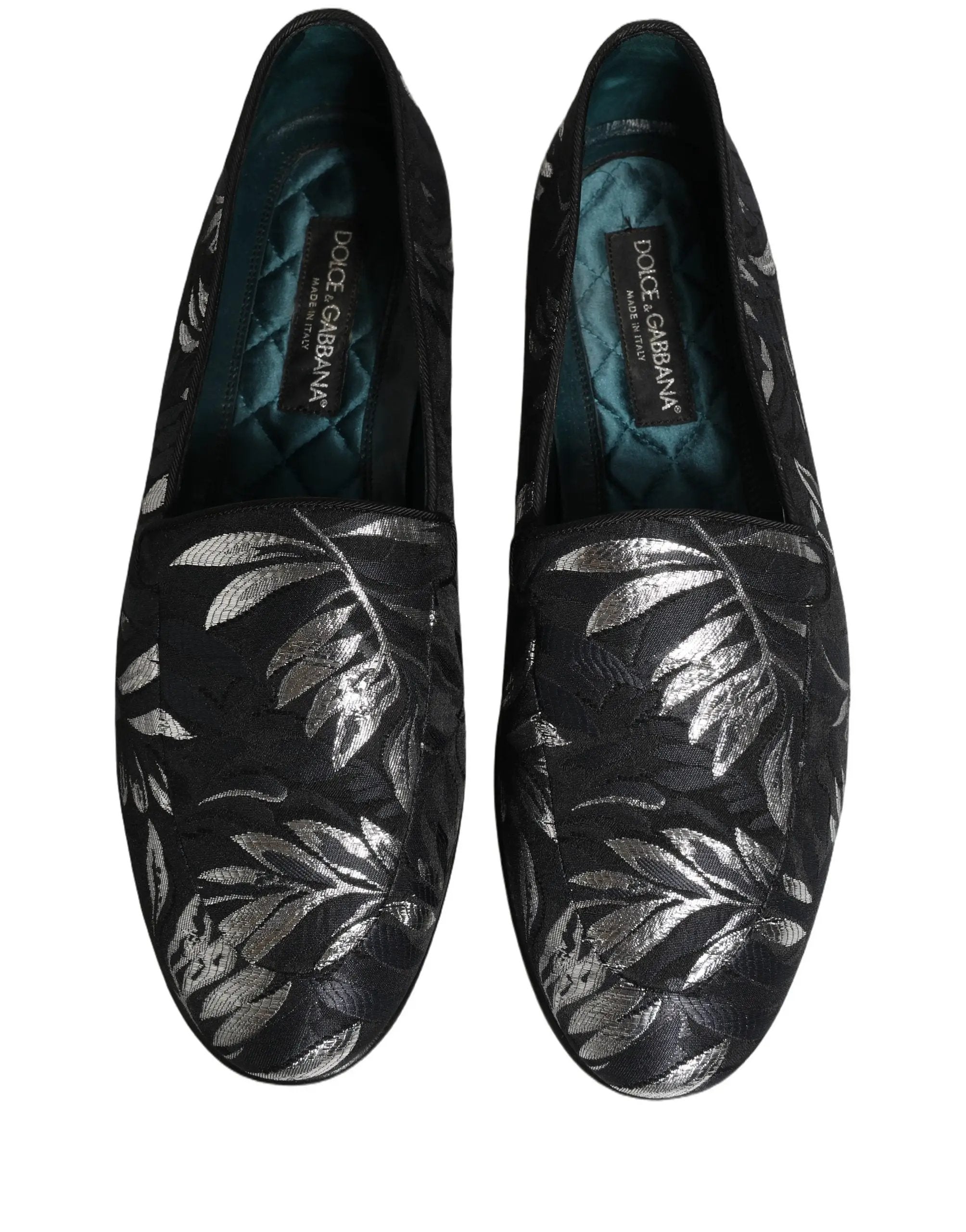 Dolce & Gabbana Mocassins Homme Broderie Feuilles Noires