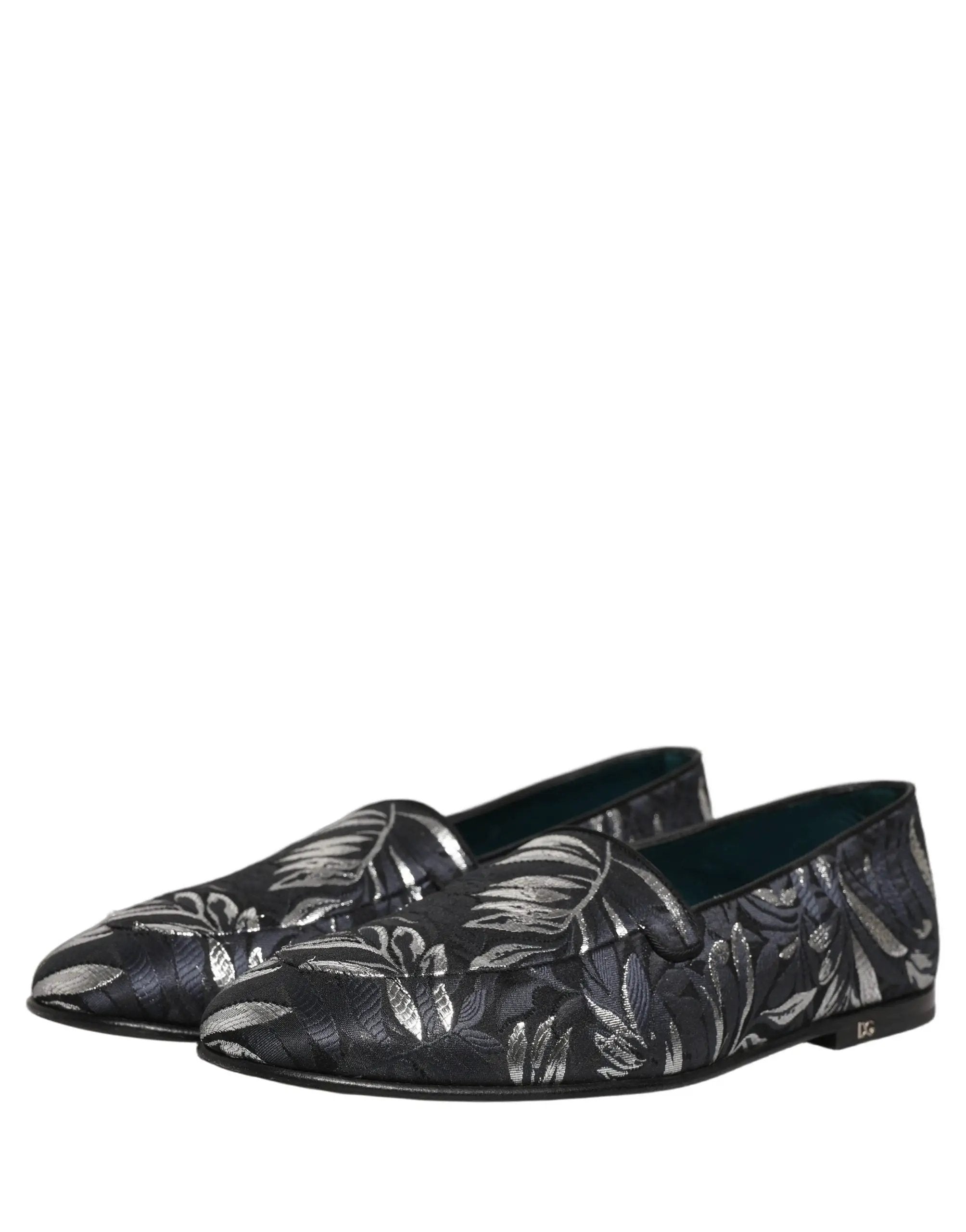 Dolce & Gabbana Mocassins Homme Broderie Feuilles Noires