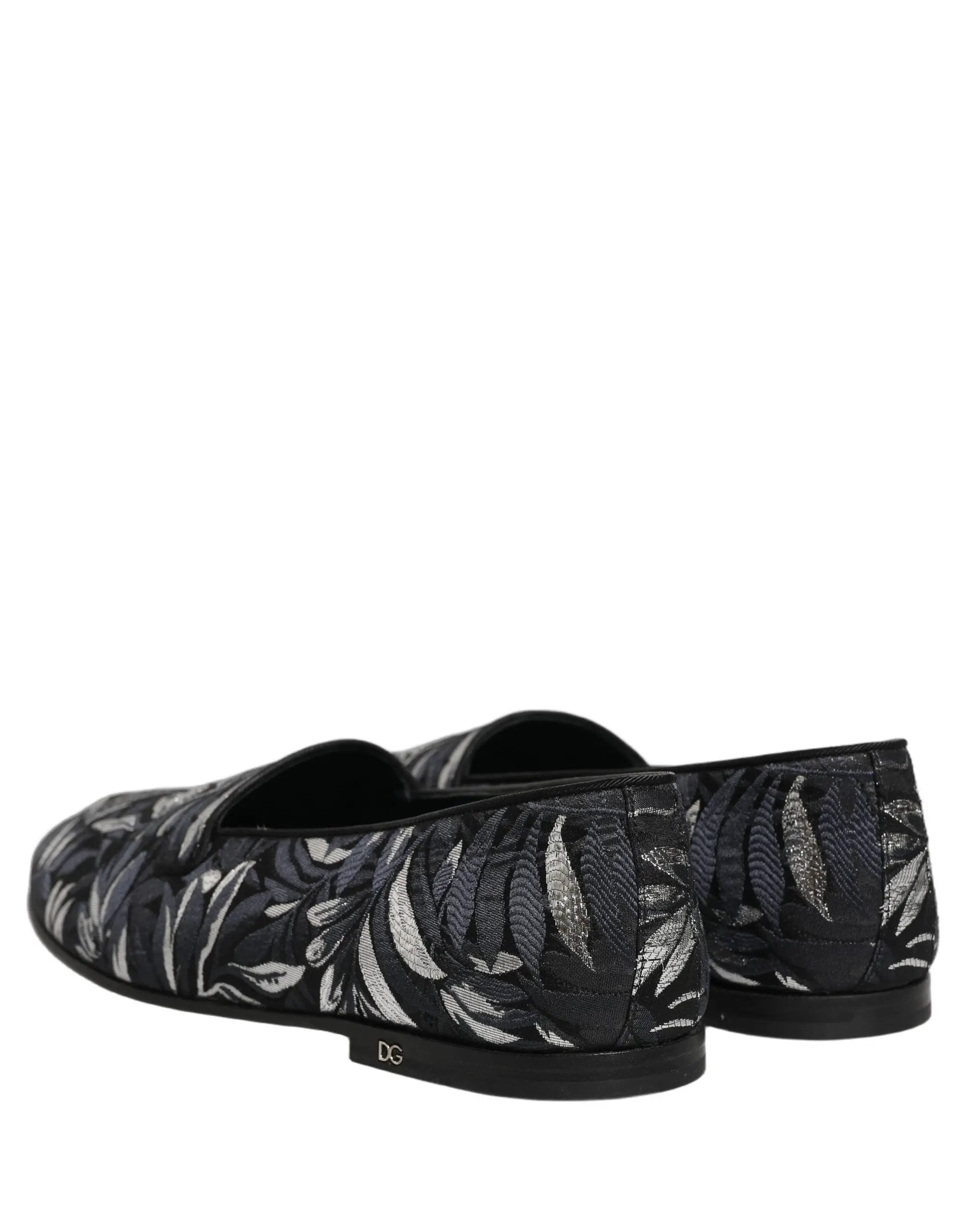 Dolce & Gabbana Mocassins Homme Broderie Feuilles Noires