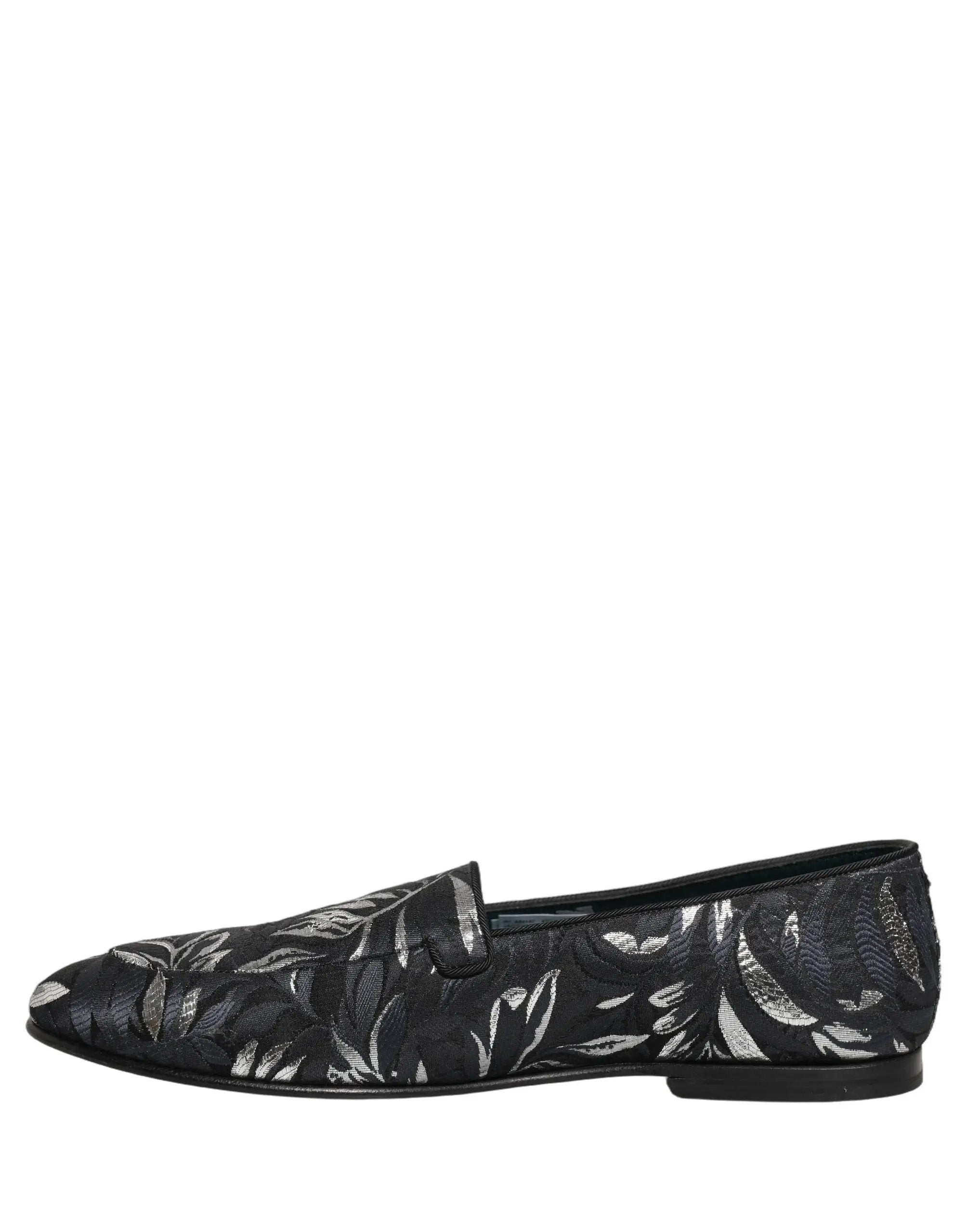 Dolce & Gabbana Mocassins Homme Broderie Feuilles Noires