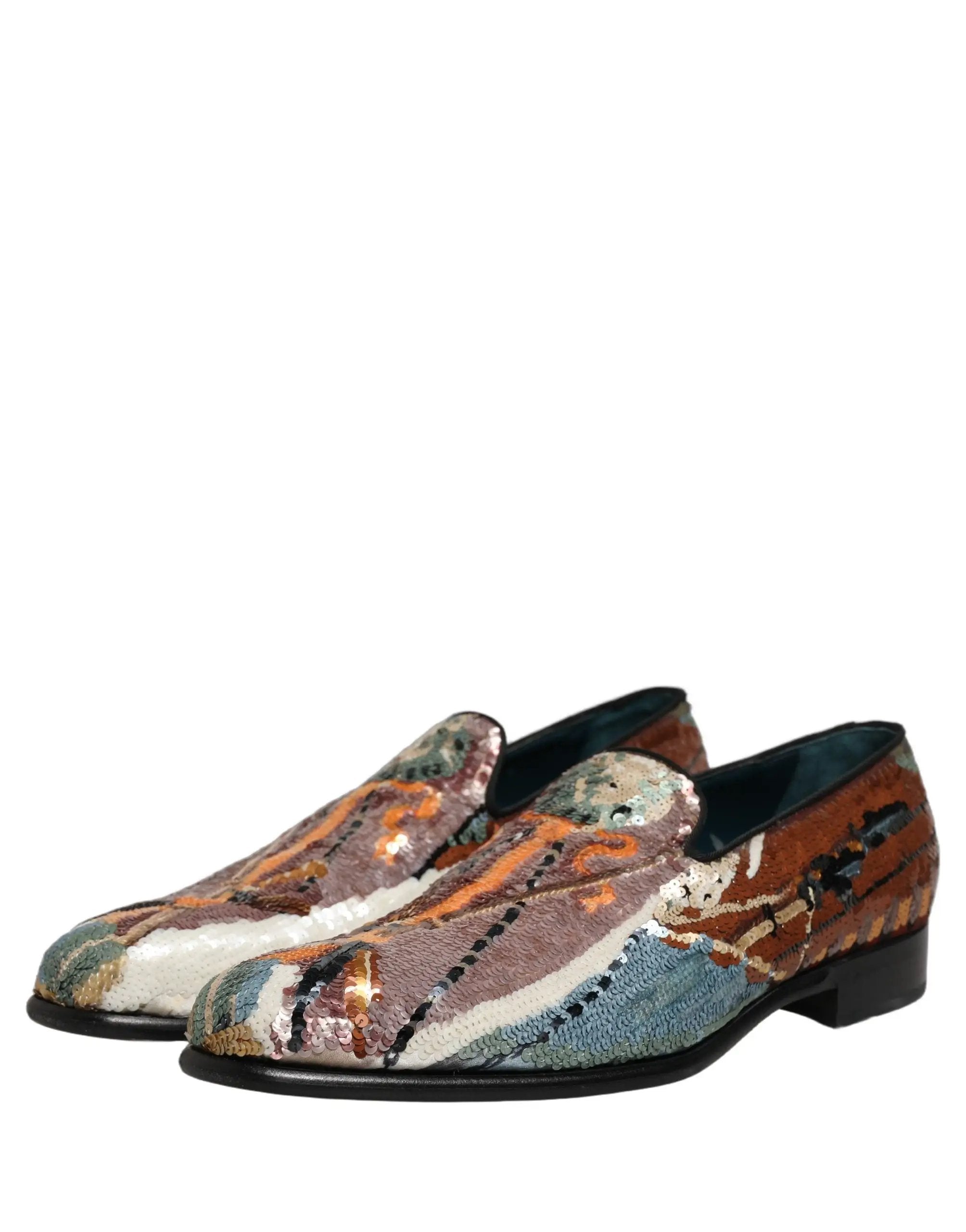 Chaussures Mocassins Dolce & Gabbana en Sequins Brodés Multicolores