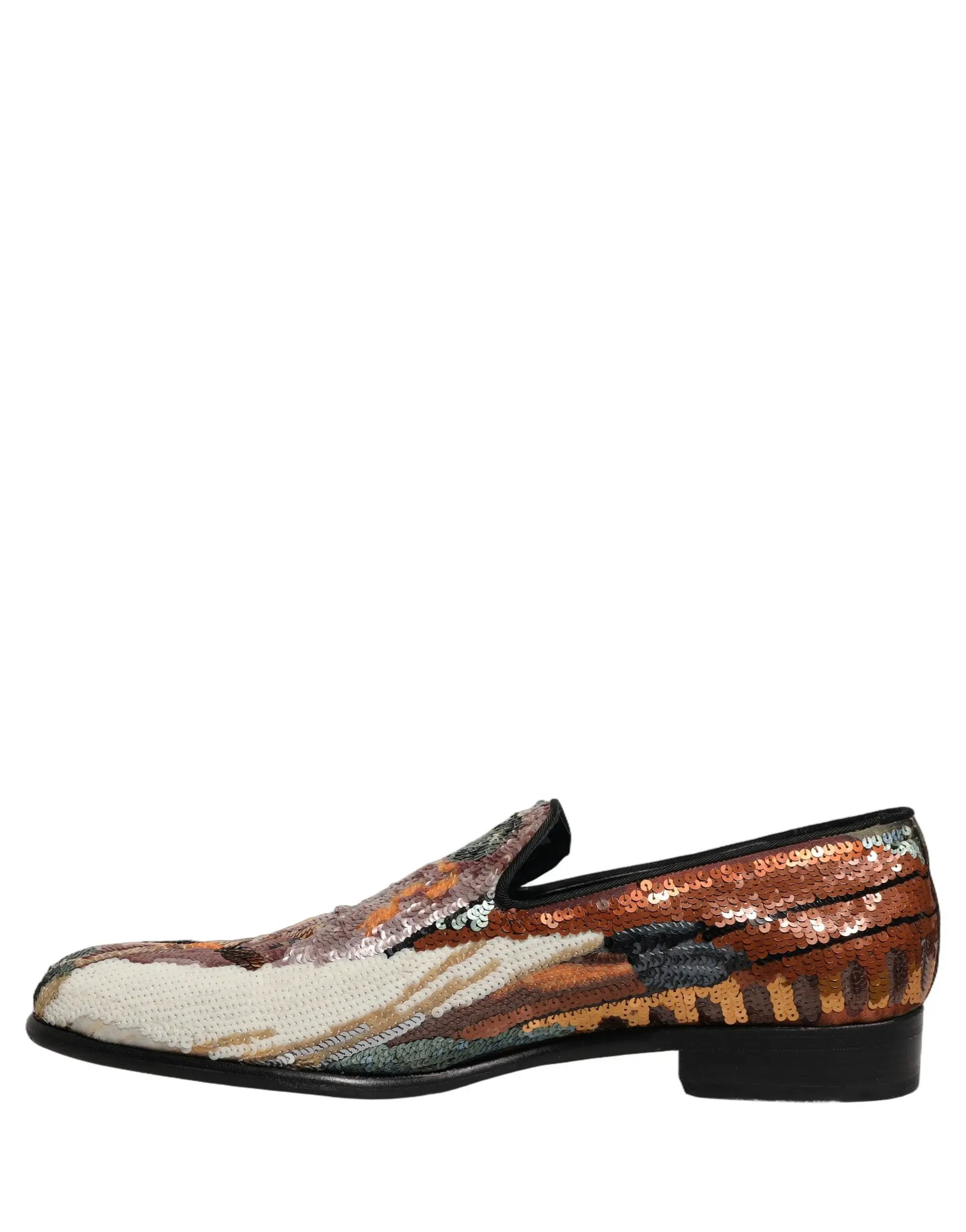 Chaussures Mocassins Dolce & Gabbana en Sequins Brodés Multicolores
