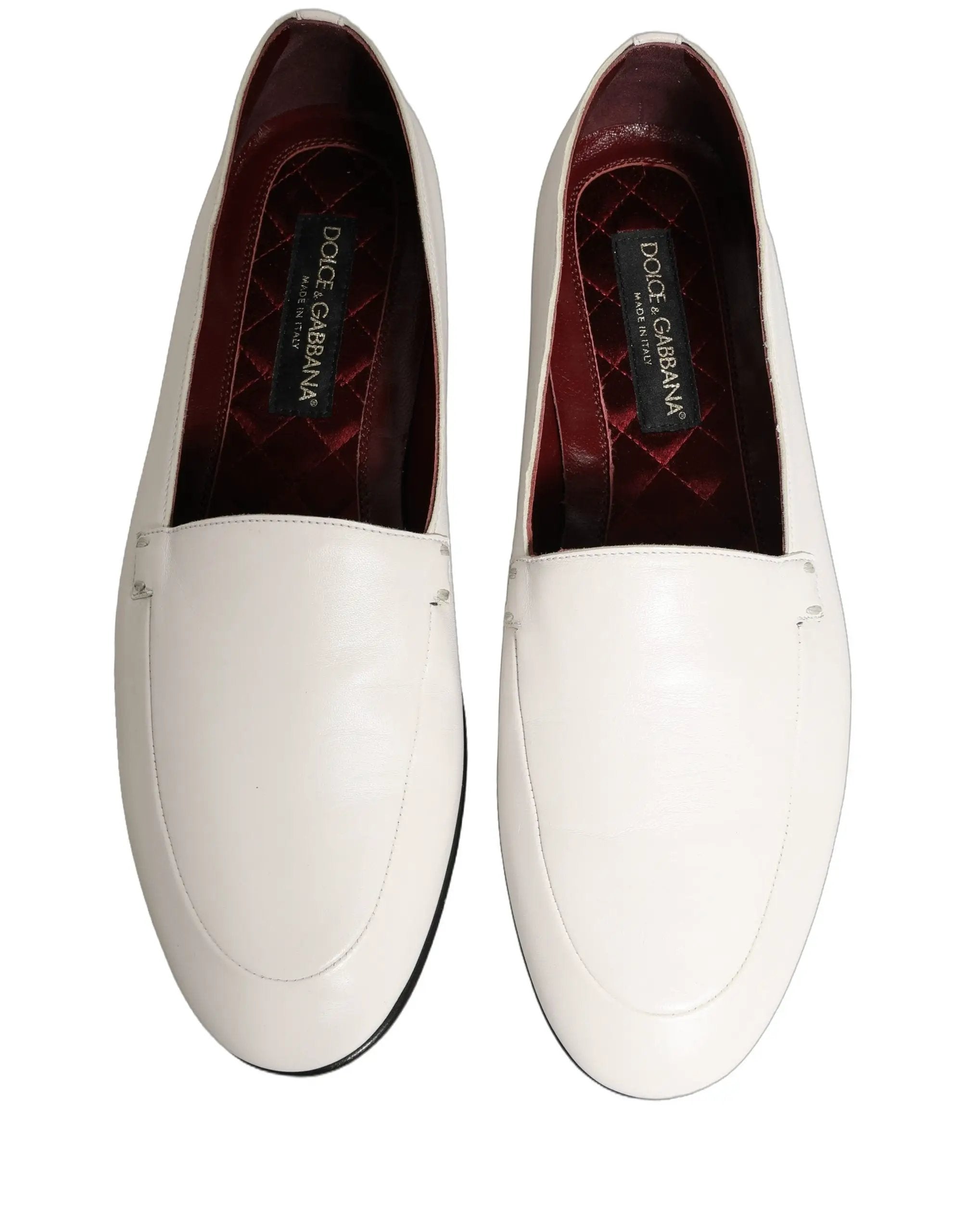 Mocassins pour Homme Dolce & Gabbana en Cuir Blanc avec Logo à Enfiler