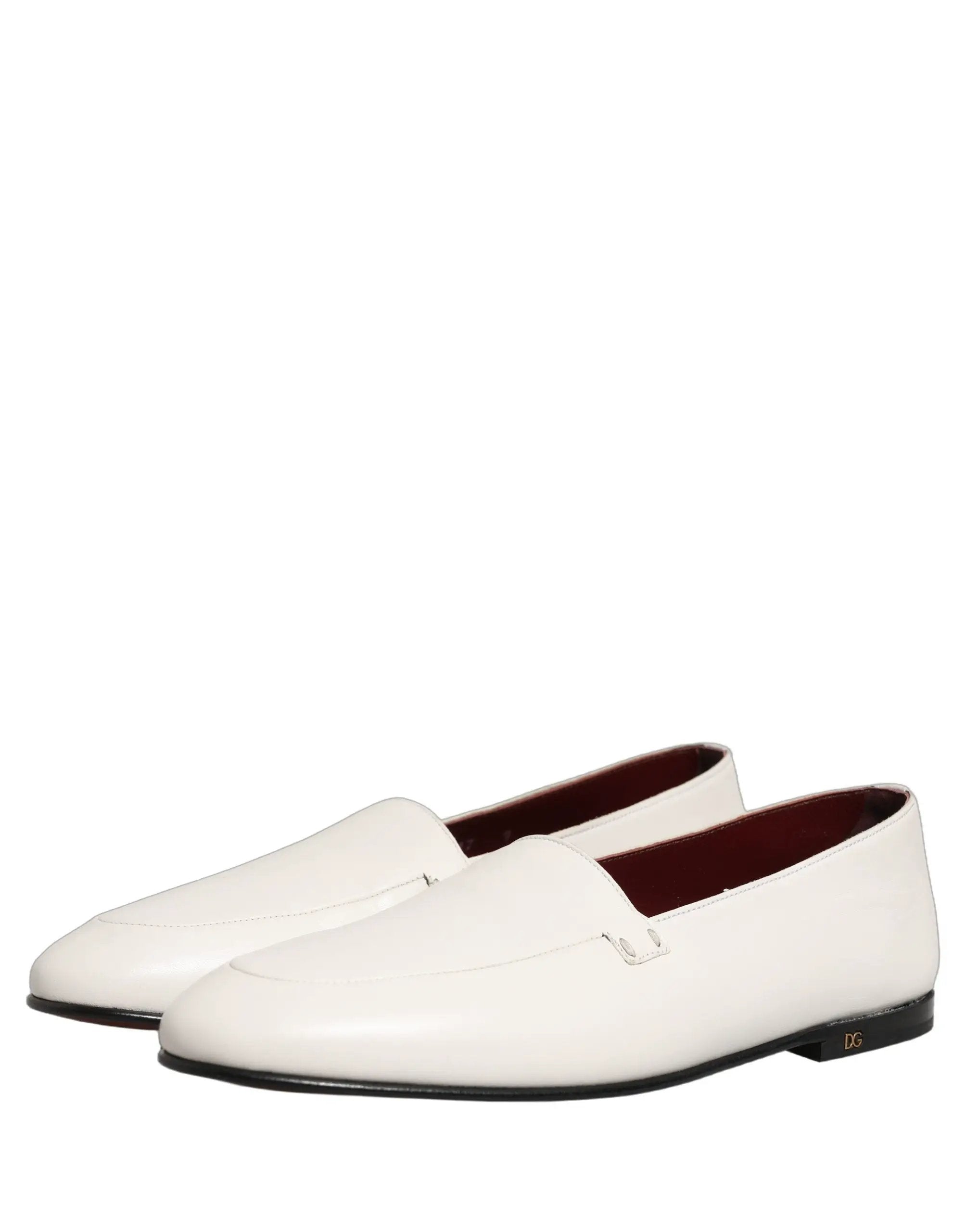 Mocassins pour Homme Dolce & Gabbana en Cuir Blanc avec Logo à Enfiler