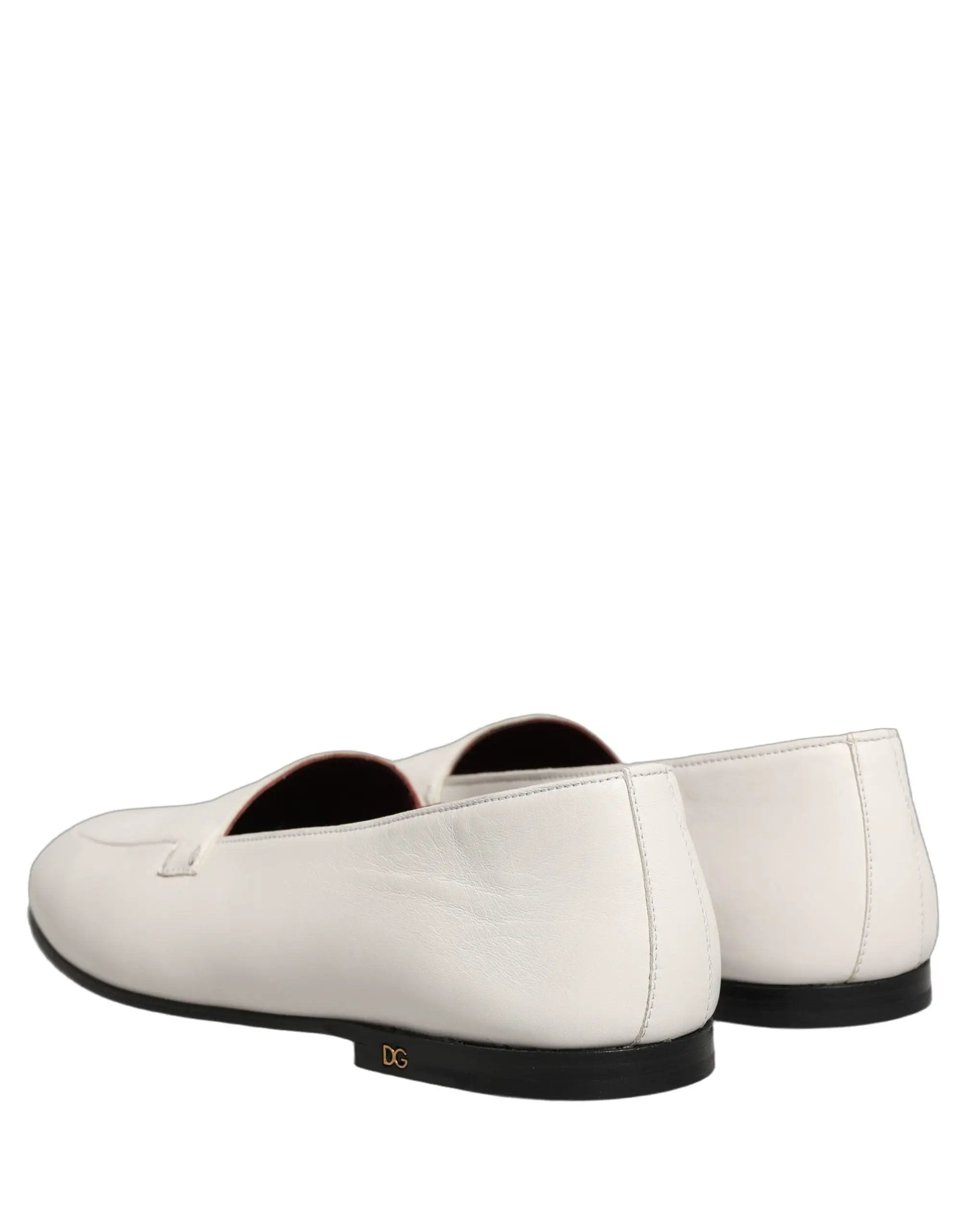 Mocassins pour Homme Dolce & Gabbana en Cuir Blanc avec Logo à Enfiler