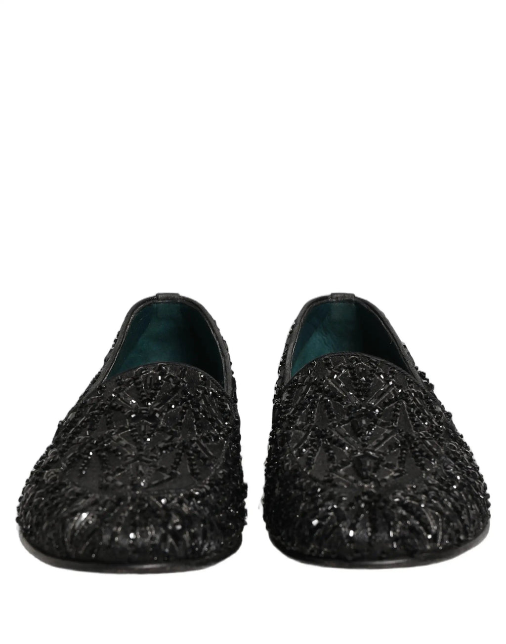 Dolce & Gabbana Black Velvet Embroidered Dress Loafers Shoes