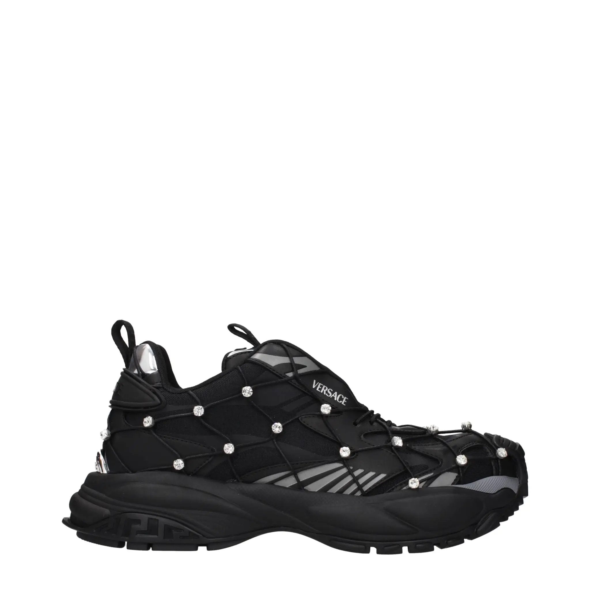 Versace Black Fabric Chunky Sneakers