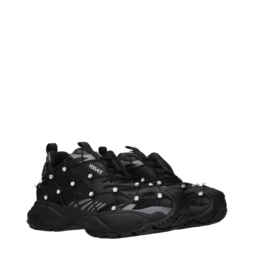 Versace Black Fabric Chunky Sneakers
