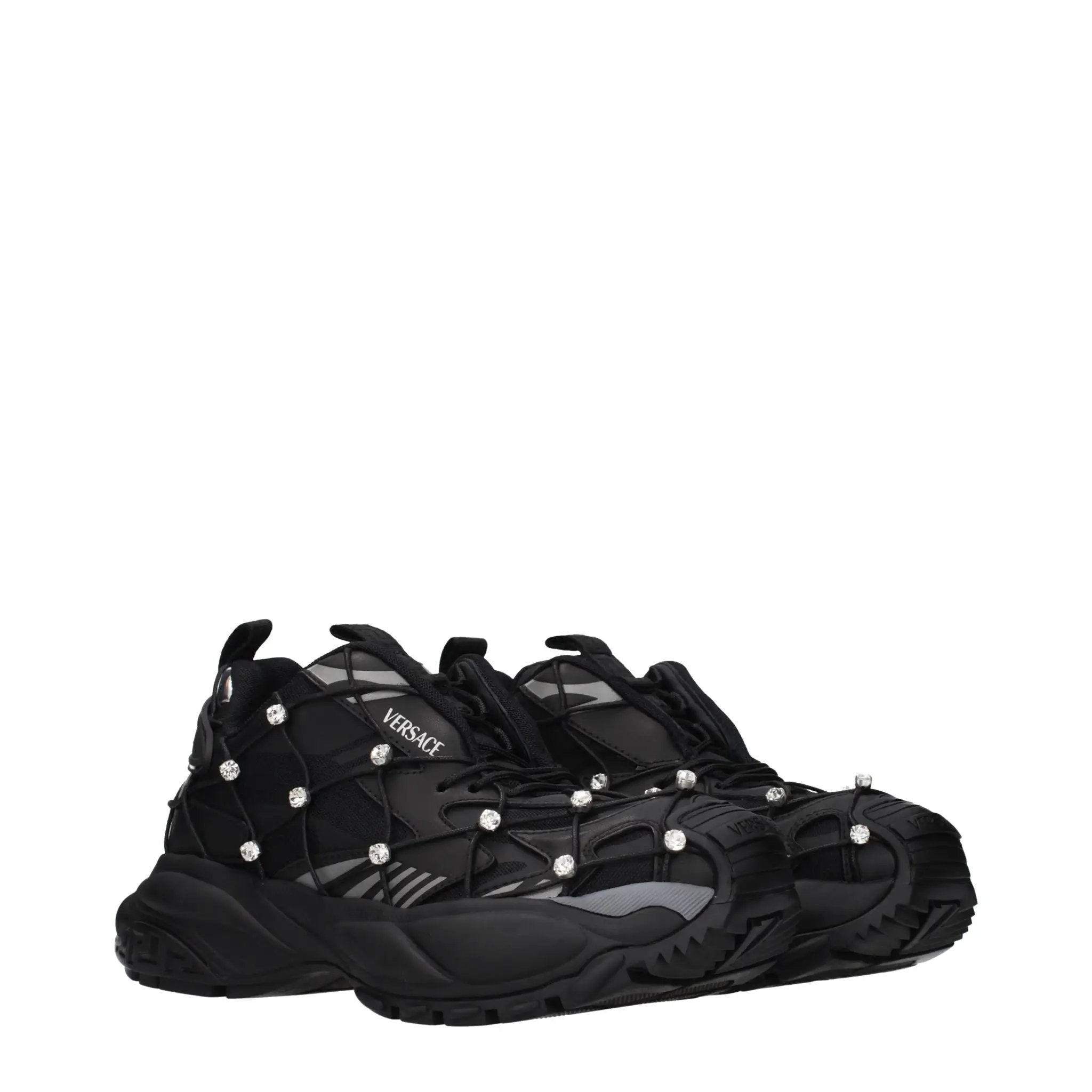 Versace Black Fabric Chunky Sneakers