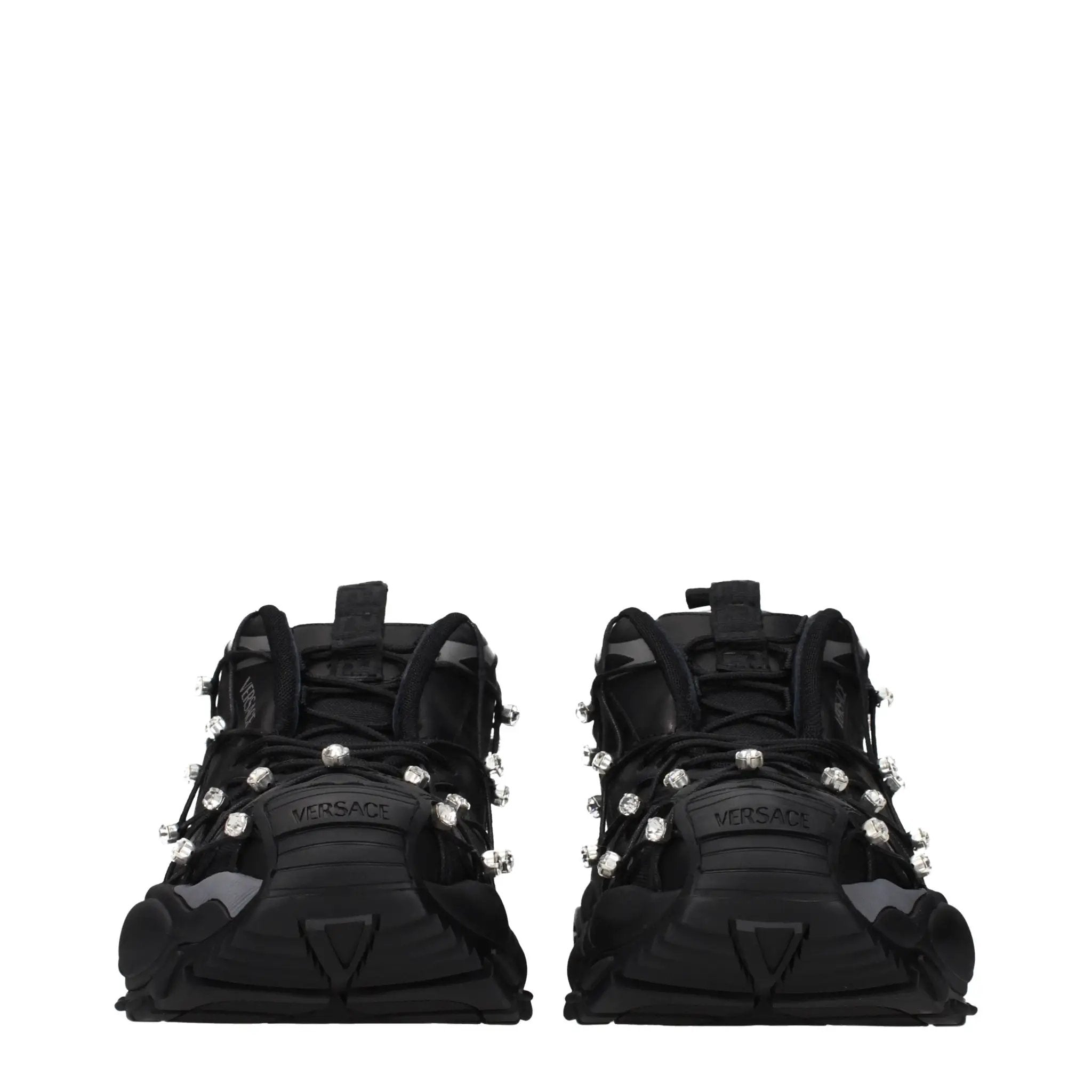 Versace Black Fabric Chunky Sneakers