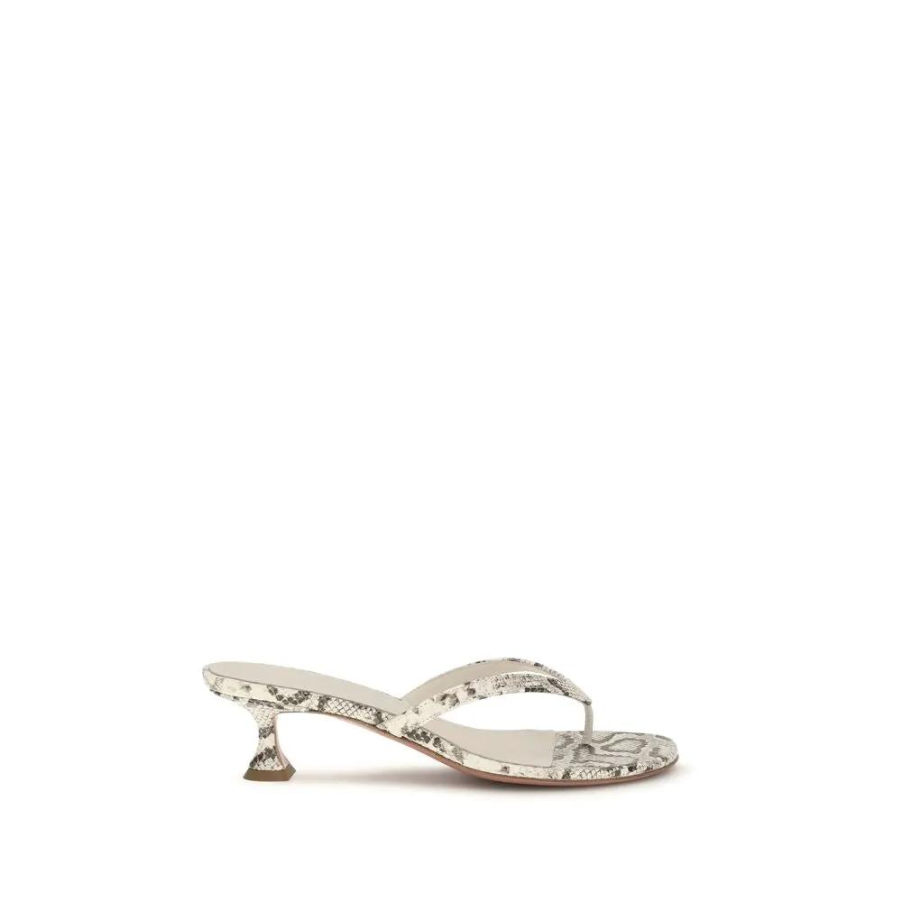 Sandales plates Amina Muaddi en cuir de veau gris