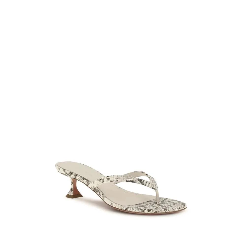 Sandales plates Amina Muaddi en cuir de veau gris