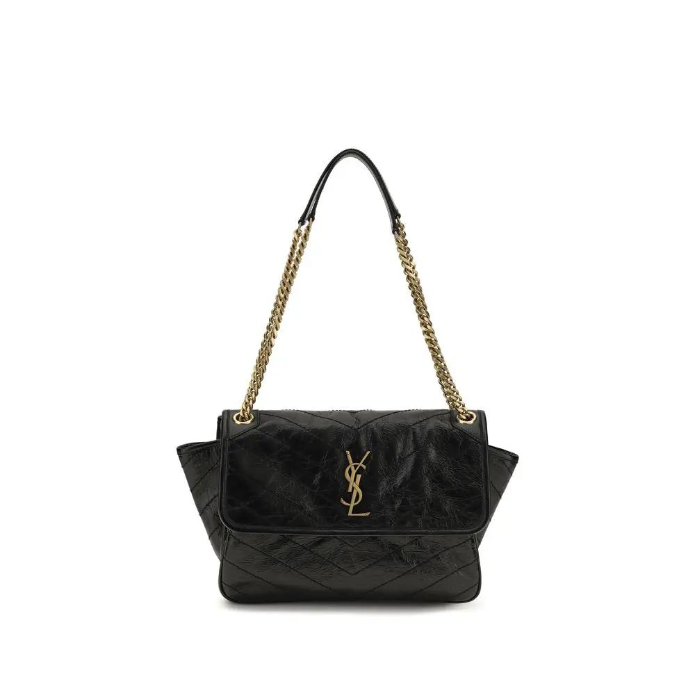 Sac bandoulière Saint Laurent Bos Taurus en cuir de veau noir