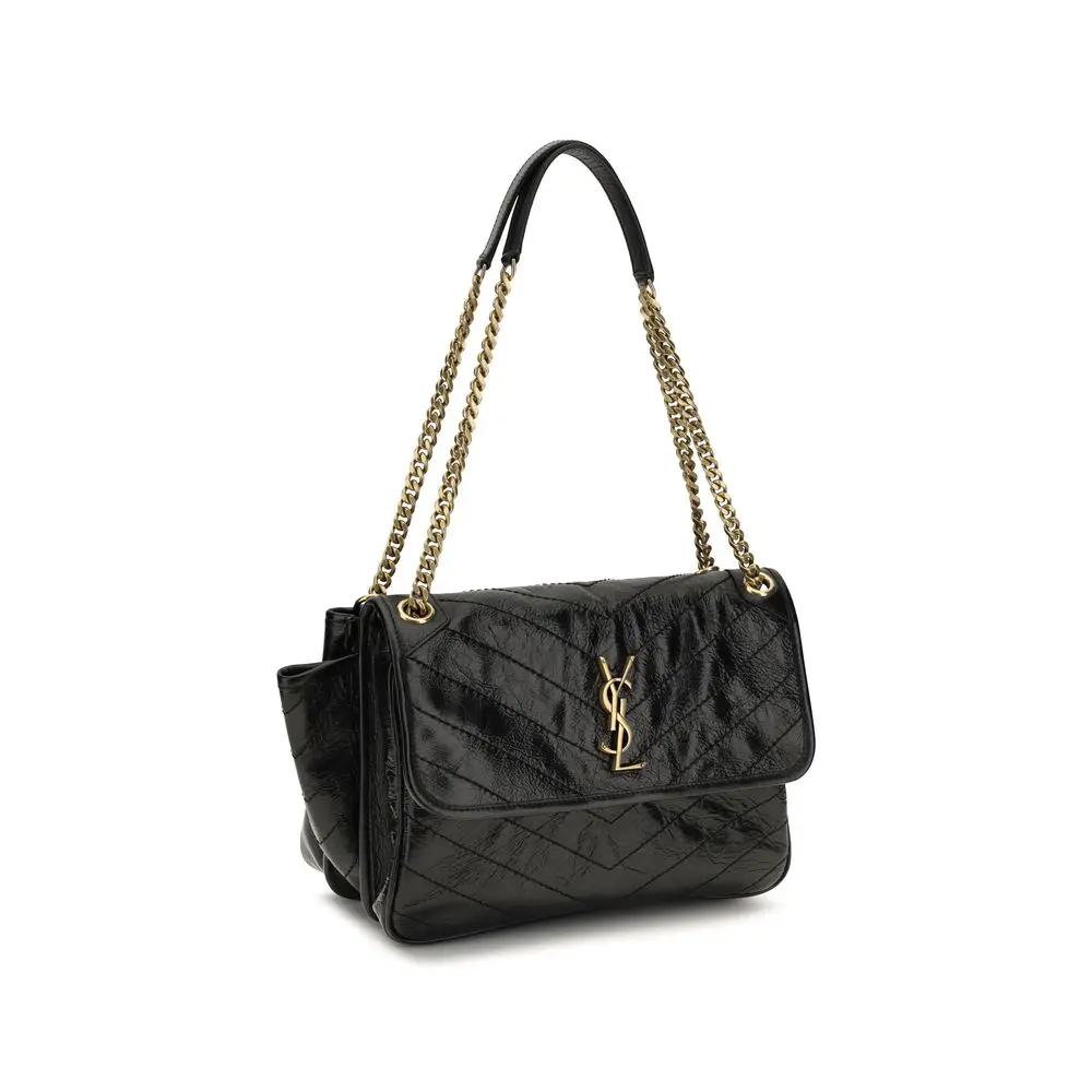Sac bandoulière Saint Laurent Bos Taurus en cuir de veau noir