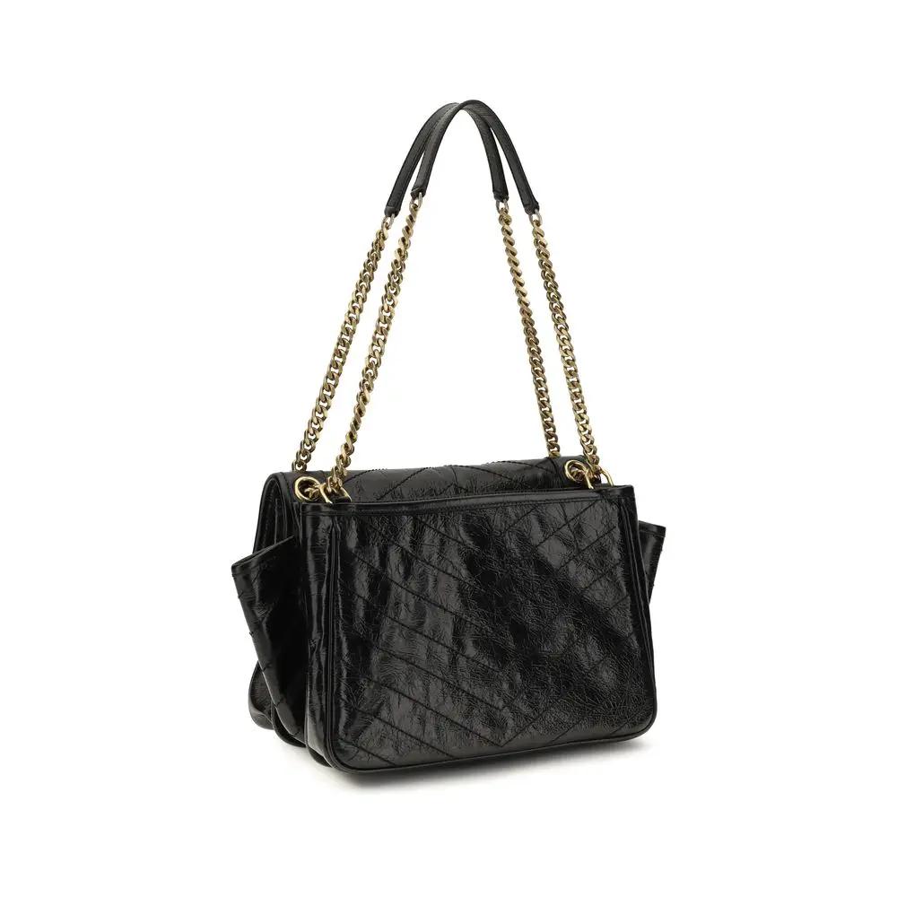 Sac bandoulière Saint Laurent Bos Taurus en cuir de veau noir