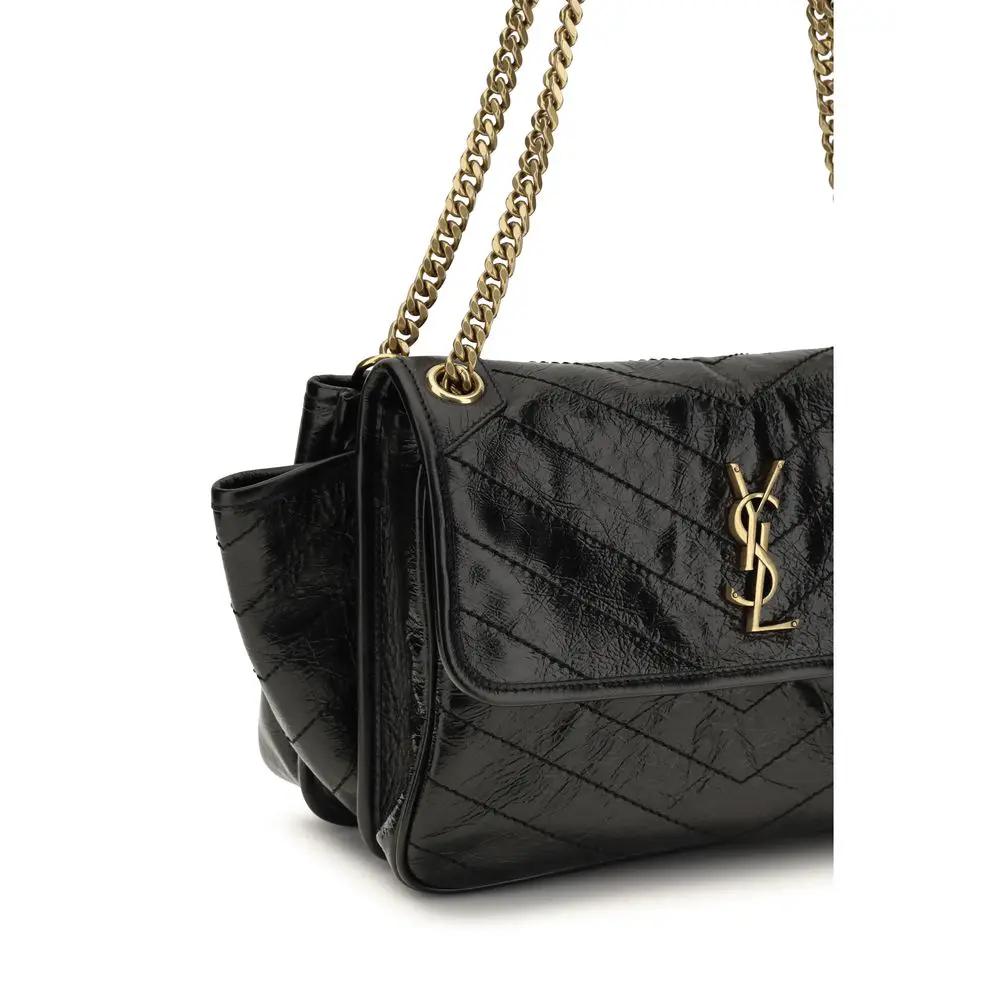 Sac bandoulière Saint Laurent Bos Taurus en cuir de veau noir