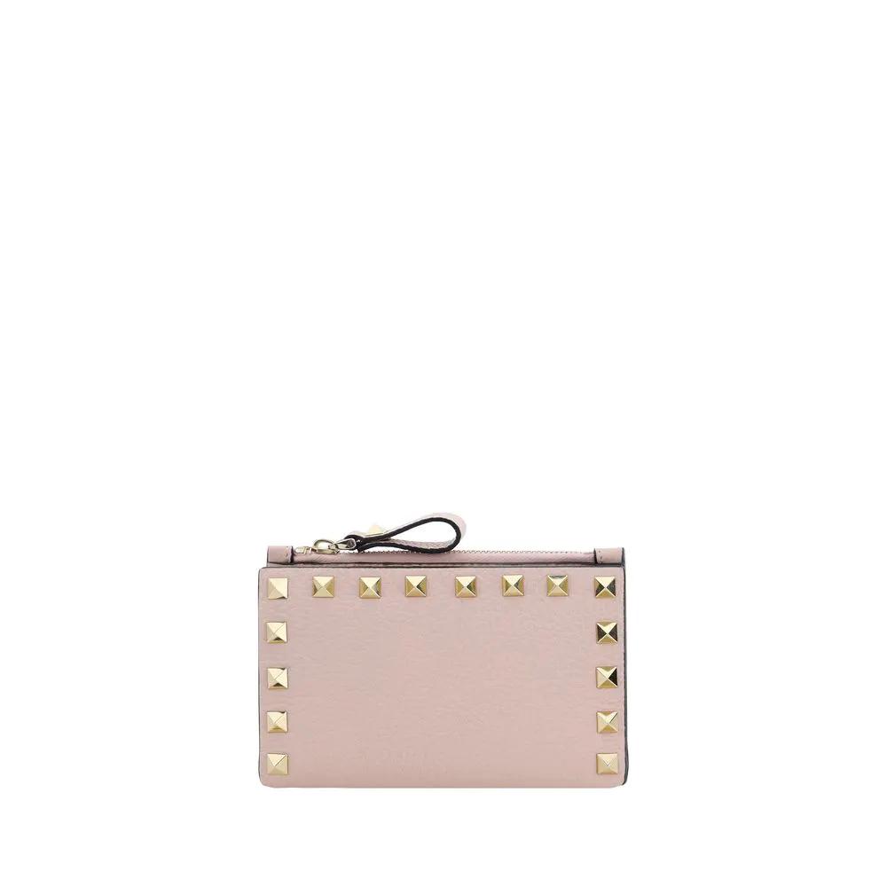Portefeuille rose cuir Rockstud femme – Valentino Garavani porte-cartes AW26