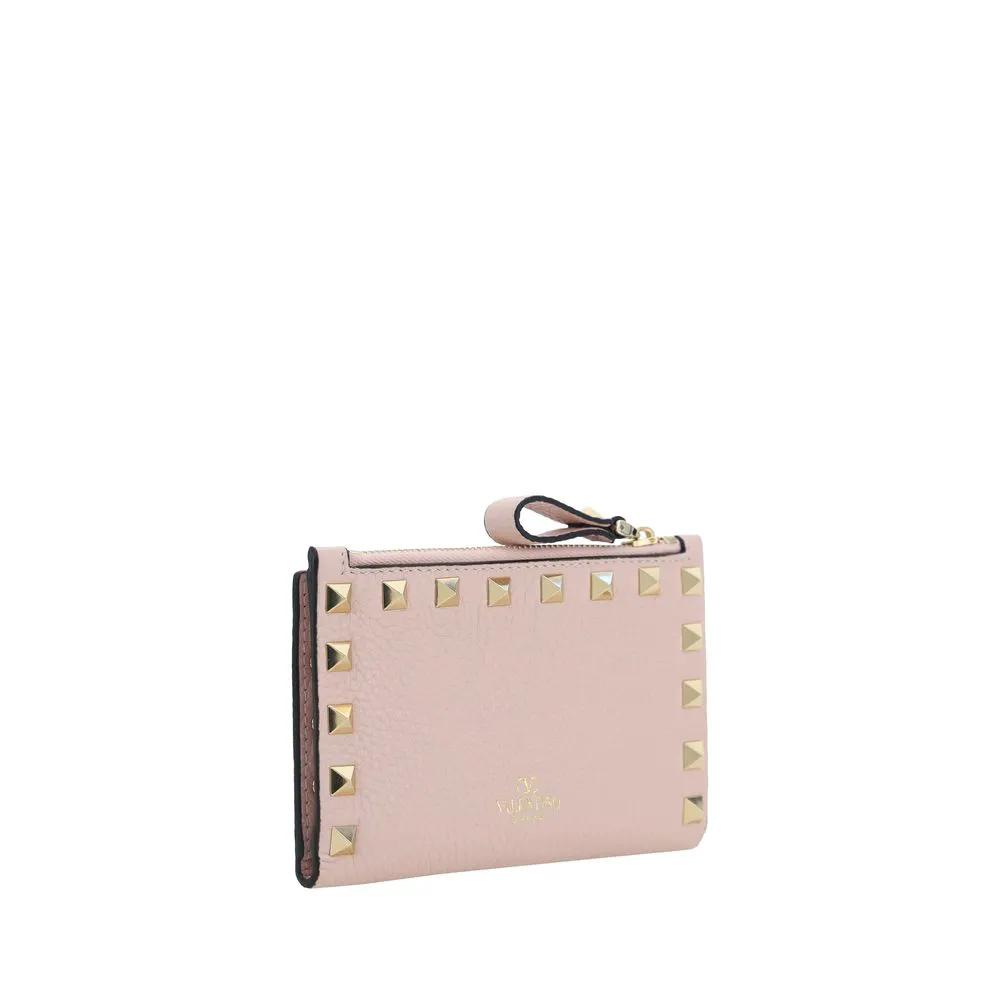 Portefeuille rose cuir Rockstud femme – Valentino Garavani porte-cartes AW26