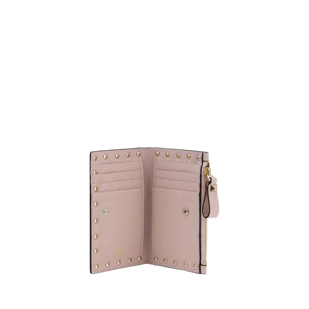 Portefeuille rose cuir Rockstud femme – Valentino Garavani porte-cartes AW26