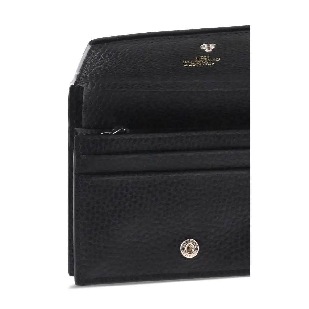 Portefeuille Valentino Garavani Bos Taurus en cuir de veau noir