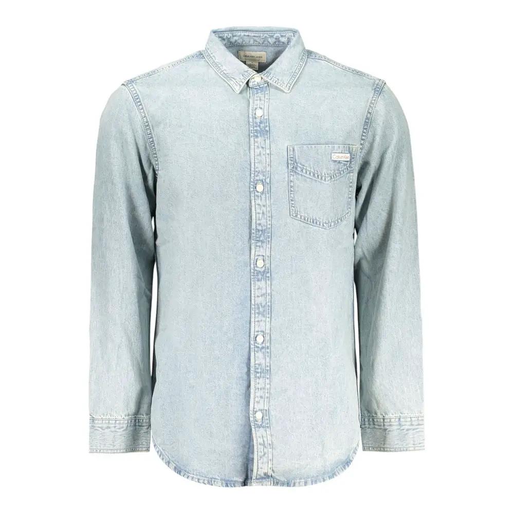 Calvin Klein Azzurro Cotton Mens Shirt