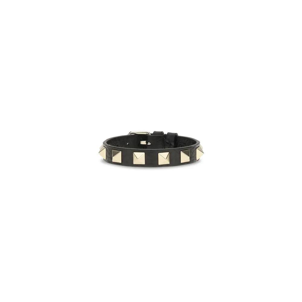 Bracelet noir cuir Rockstud femme – Valentino Garavani accessoire AW26