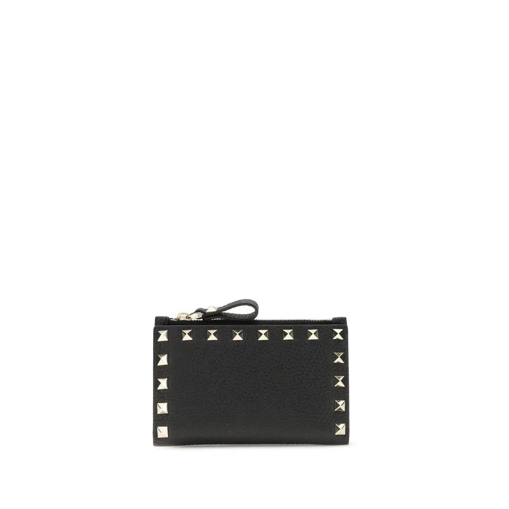 Portefeuille noir cuir Rockstud femme – Valentino Garavani porte-cartes AW26