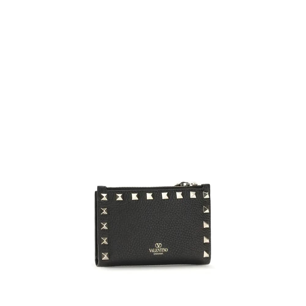 Portefeuille noir cuir Rockstud femme – Valentino Garavani porte-cartes AW26