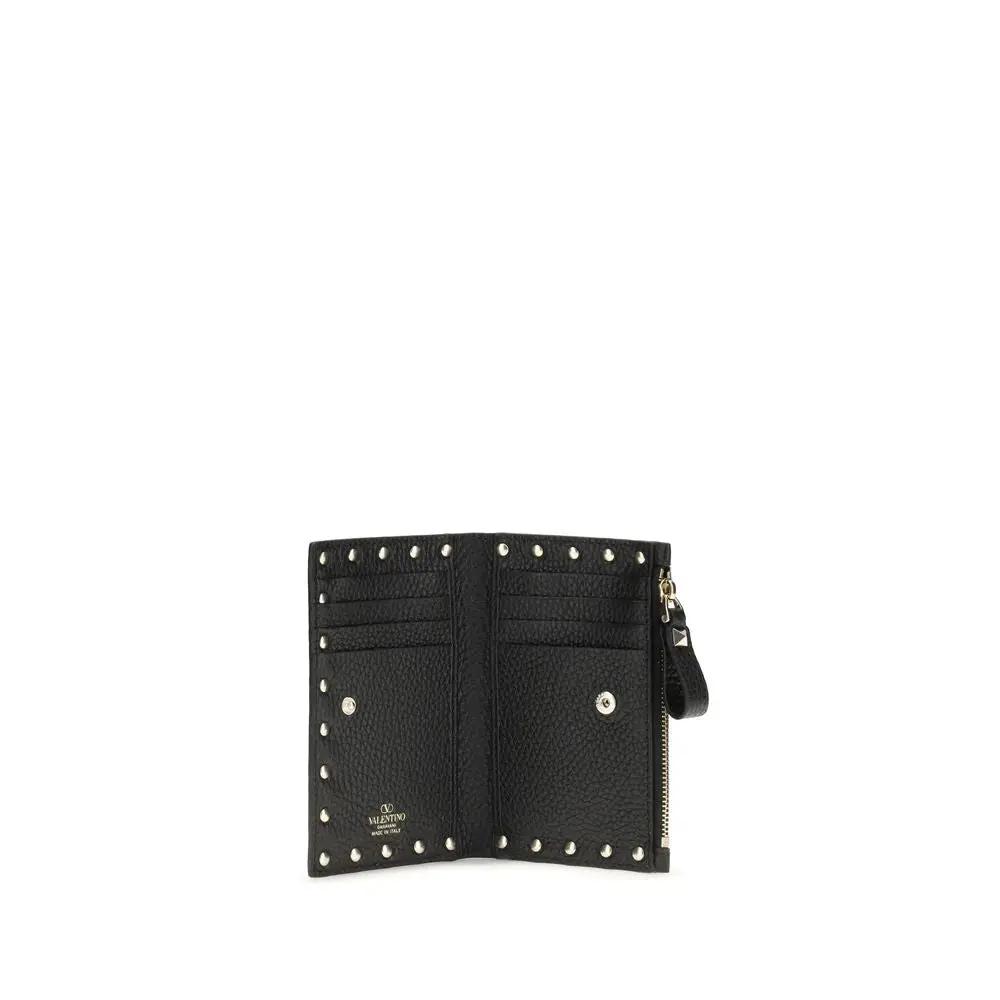 Portefeuille noir cuir Rockstud femme – Valentino Garavani porte-cartes AW26