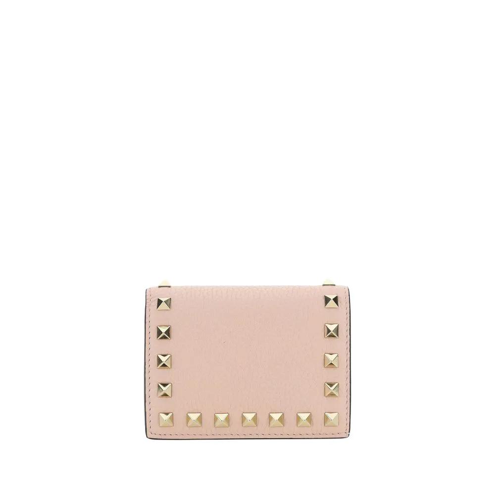 Women’s Pink Rockstud Wallet – Valentino Garavani Flap French Calf Leather Wallet AW26