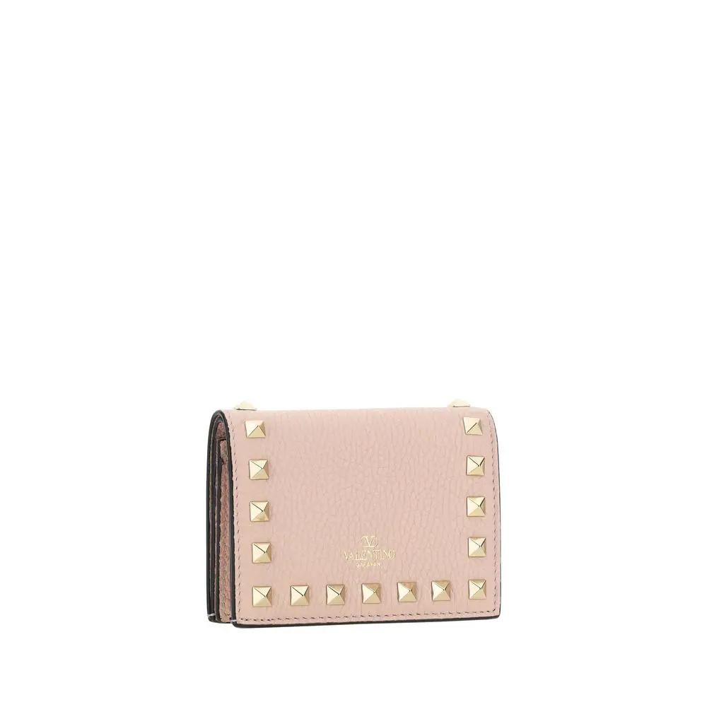 Women’s Pink Rockstud Wallet – Valentino Garavani Flap French Calf Leather Wallet AW26