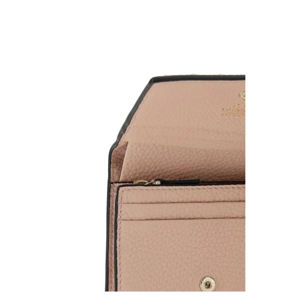 Women’s Pink Rockstud Wallet – Valentino Garavani Flap French Calf Leather Wallet AW26