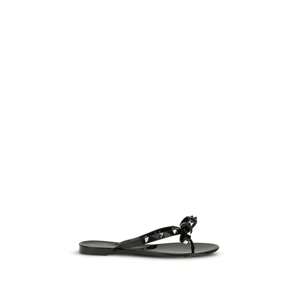 Valentino Garavani Sandales plates noires en PVC