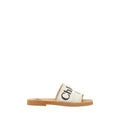 Sandales plates Chloé en lin blanc