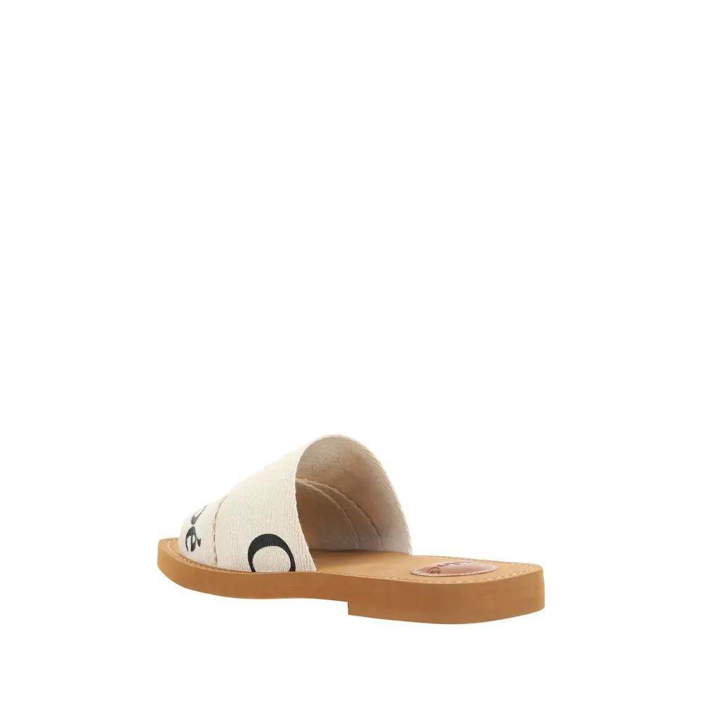 Sandales plates Chloé en lin blanc