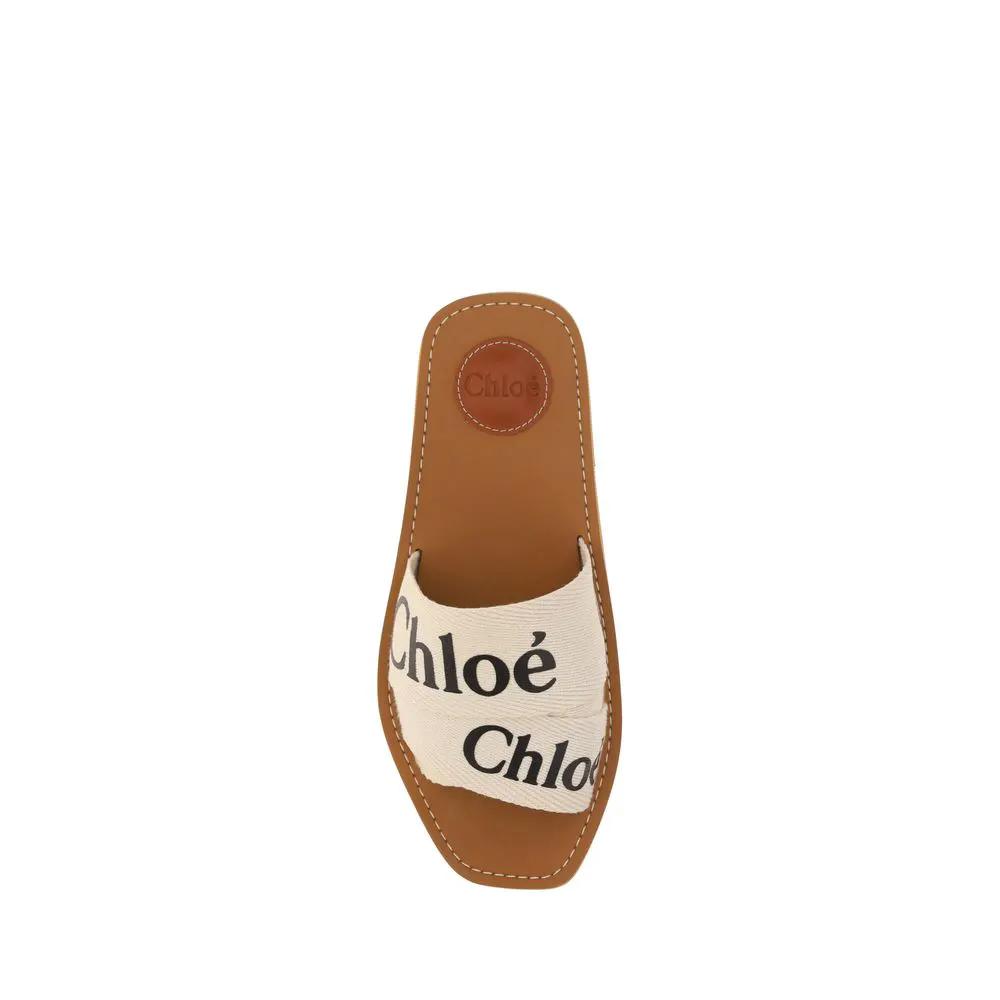 Sandales plates Chloé en lin blanc