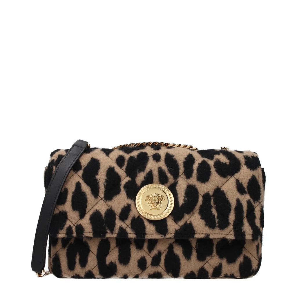 Sac porté épaule en laine marron Versace