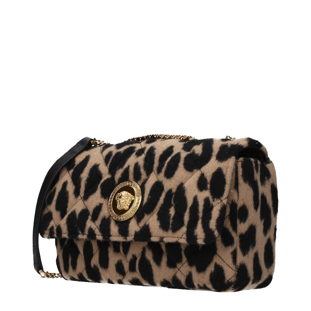 Sac porté épaule en laine marron Versace